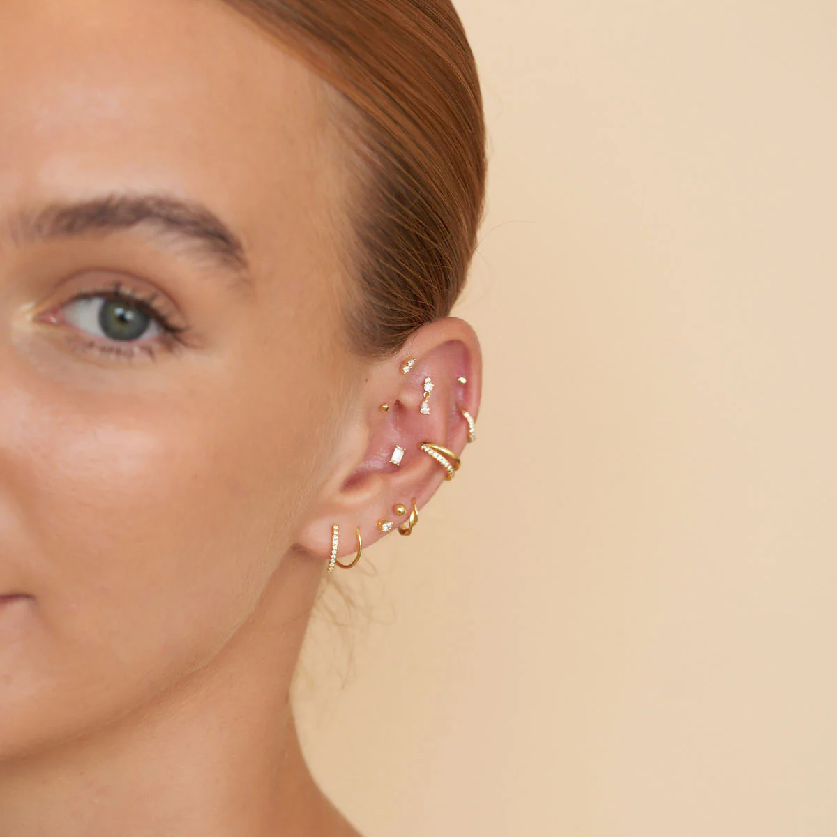 Baguette Cartilage Flat Back Stud in Gold - Image 5
