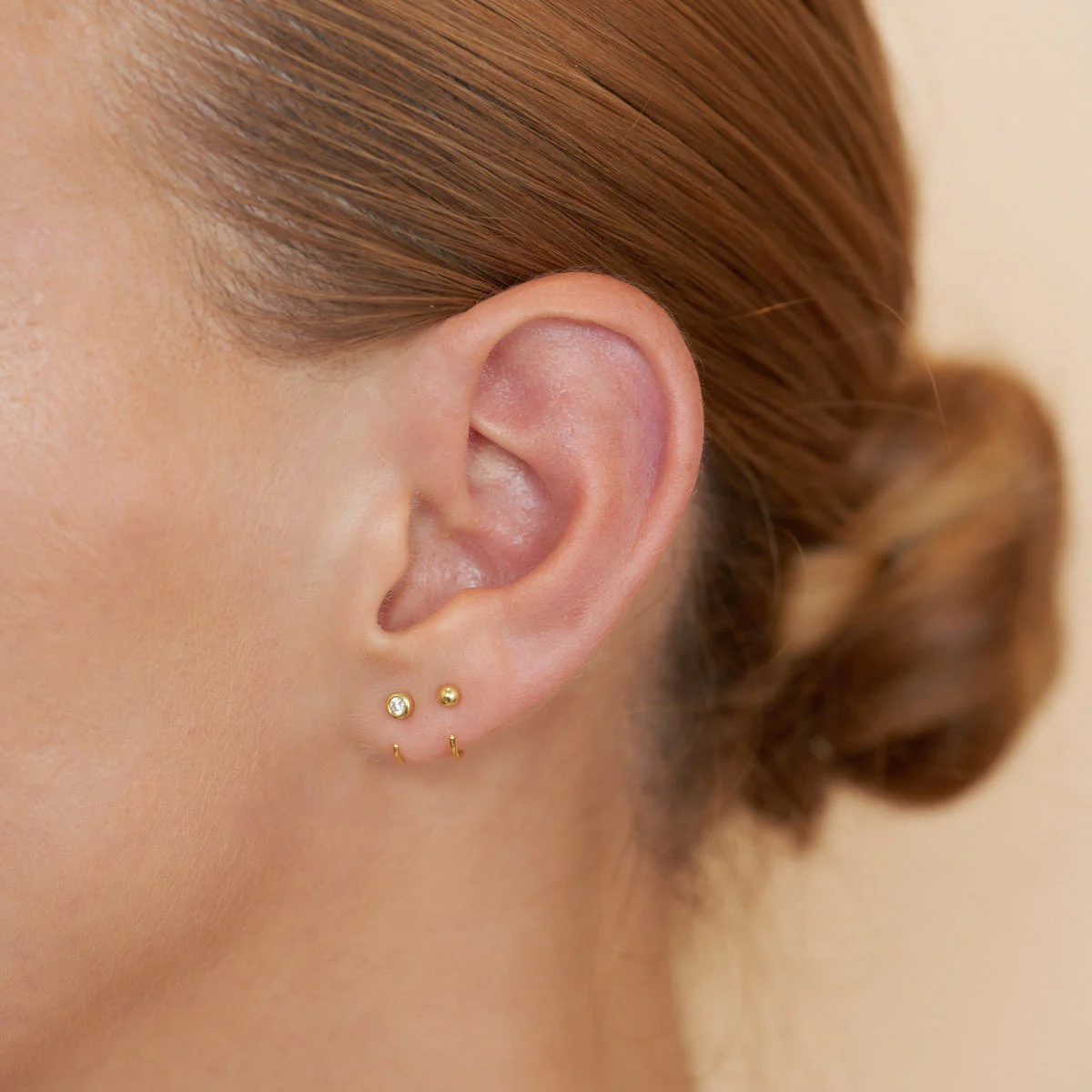 Bezel Crystal Open Hoop Earrings In Gold - Image 5