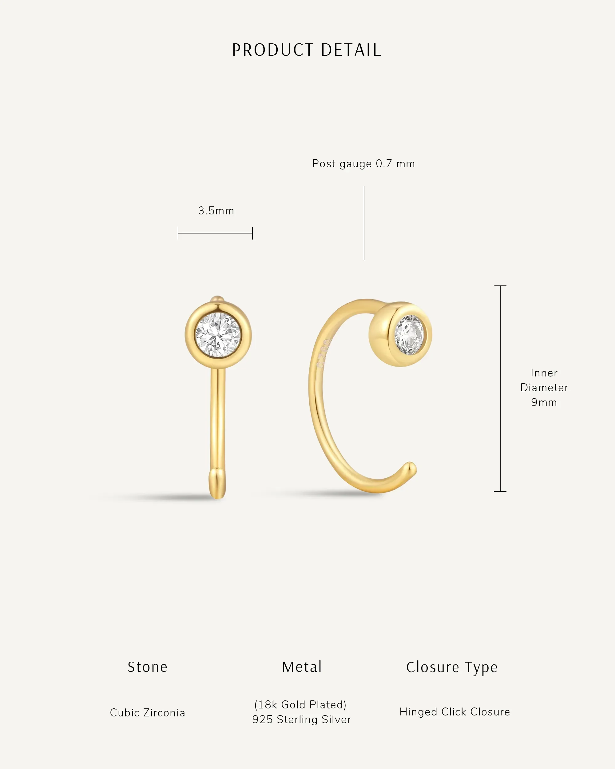 Bezel Crystal Open Hoop Earrings In Silver - Image 7