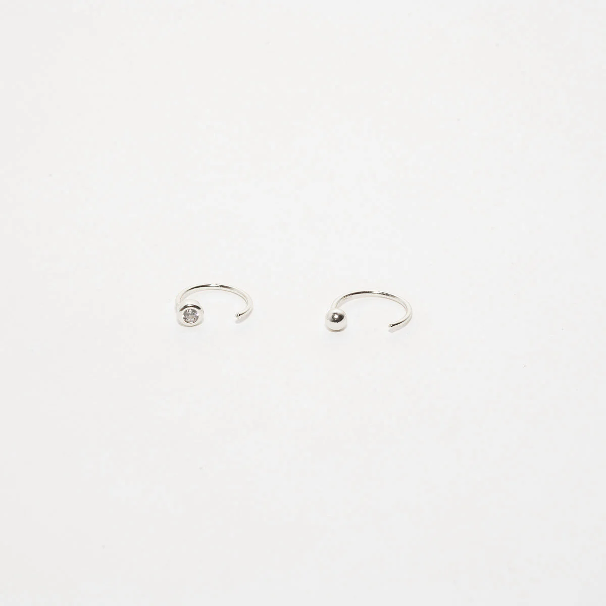 Bezel Crystal Open Hoop Earrings In Silver - Image 4