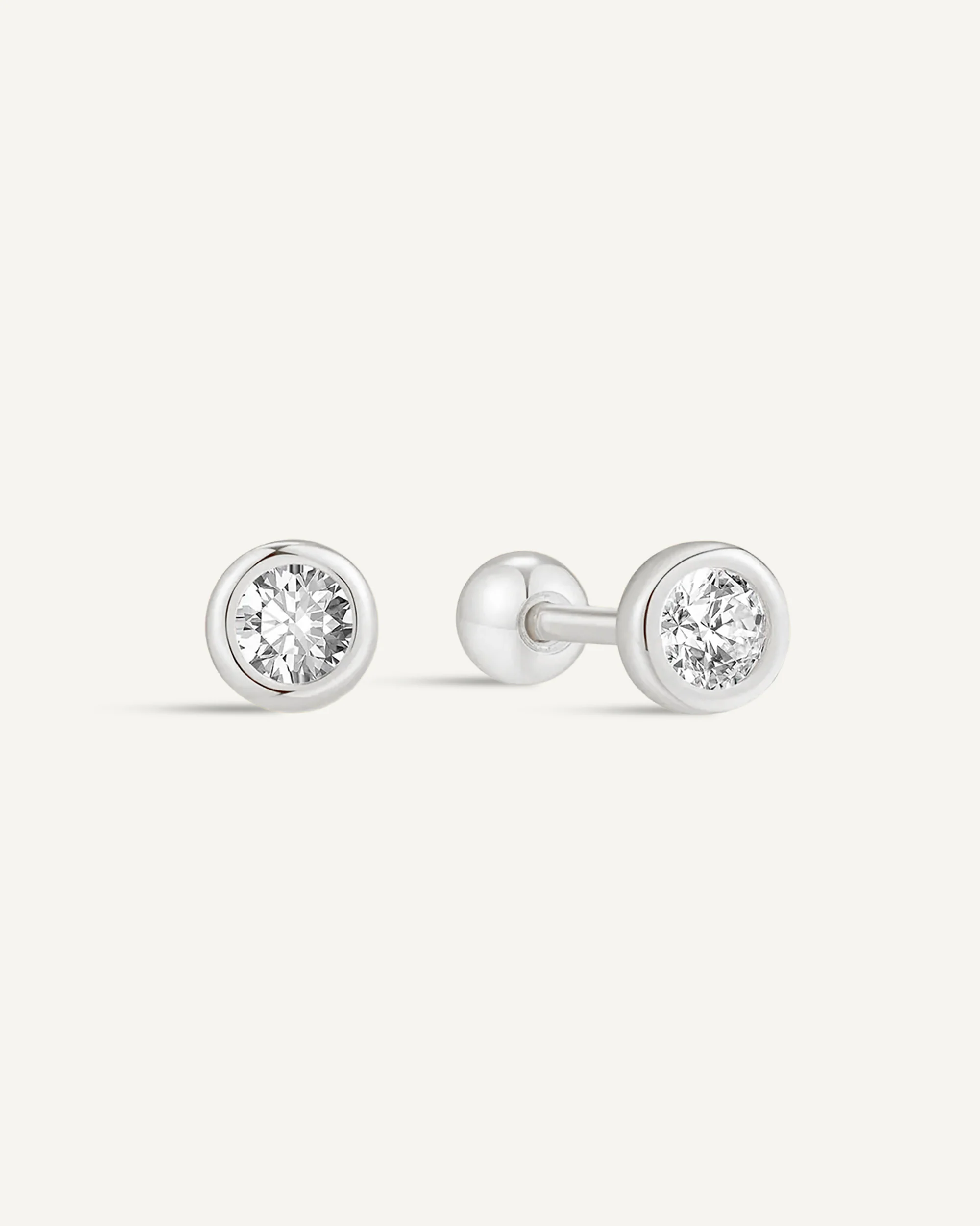 Bezel Solitaire Barbell Stud In Silver - Image 4