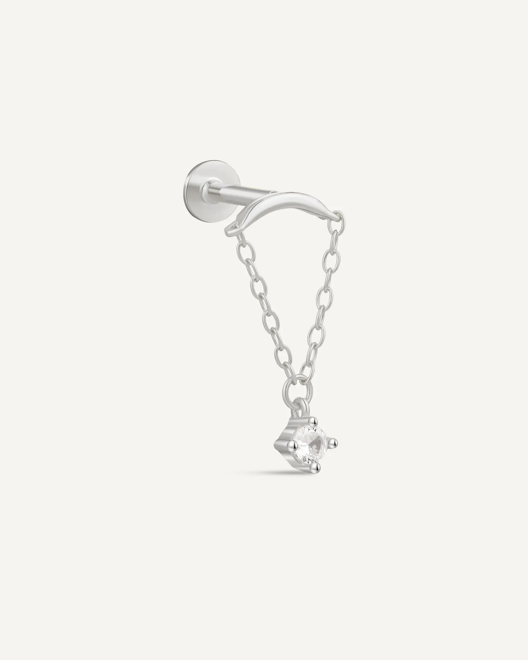 Cascade Chain Flat Back Stud in Silver