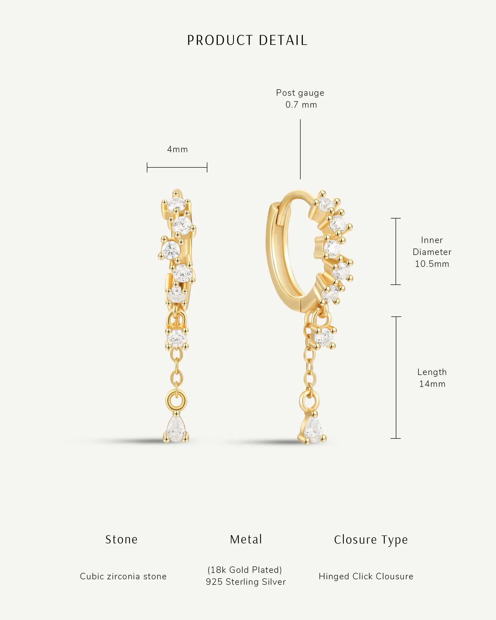 Cascading Crystal Dangle Hoops In Gold - Image 4