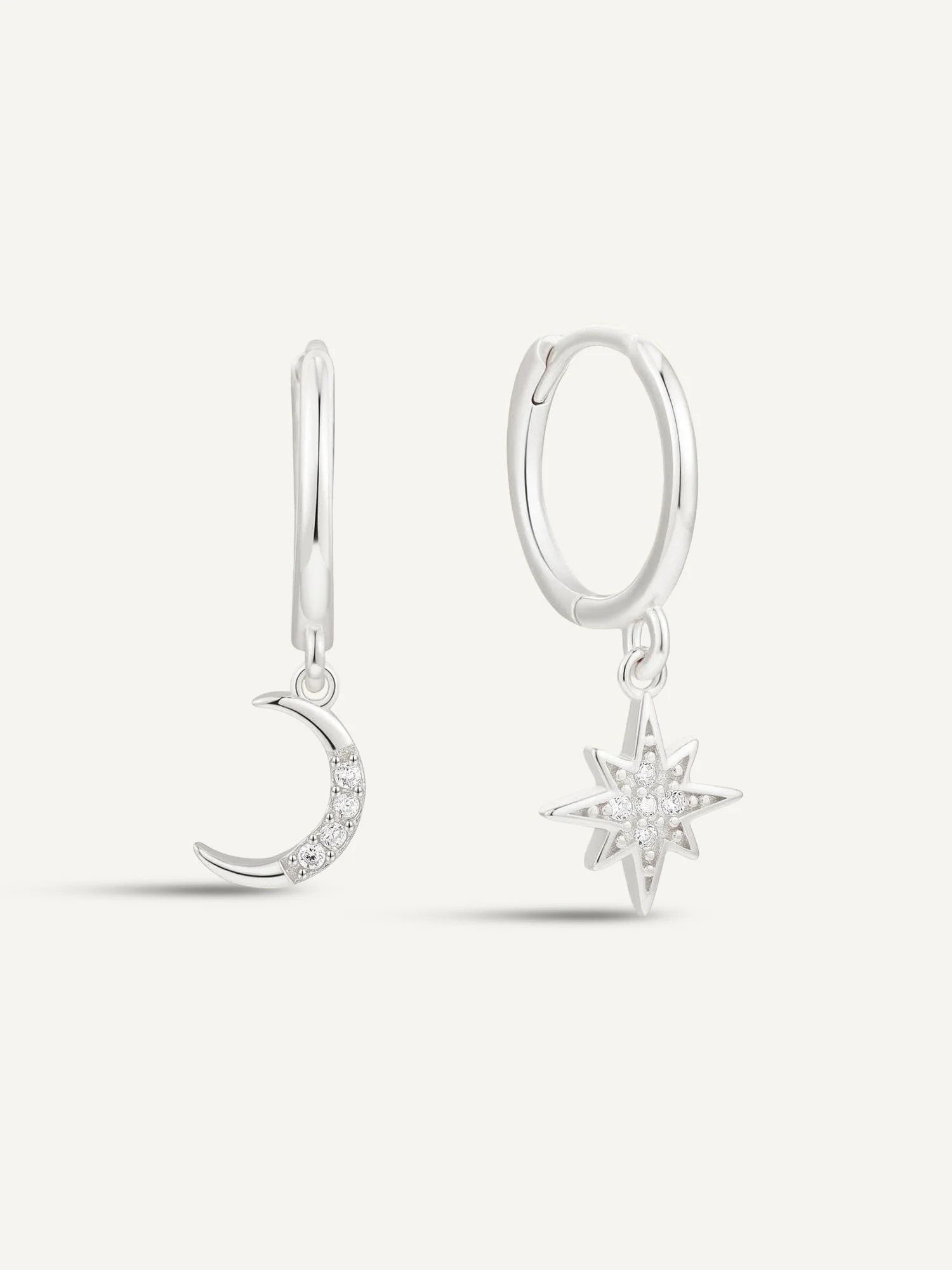 Celestial Duo Dangle Earrings In Silver