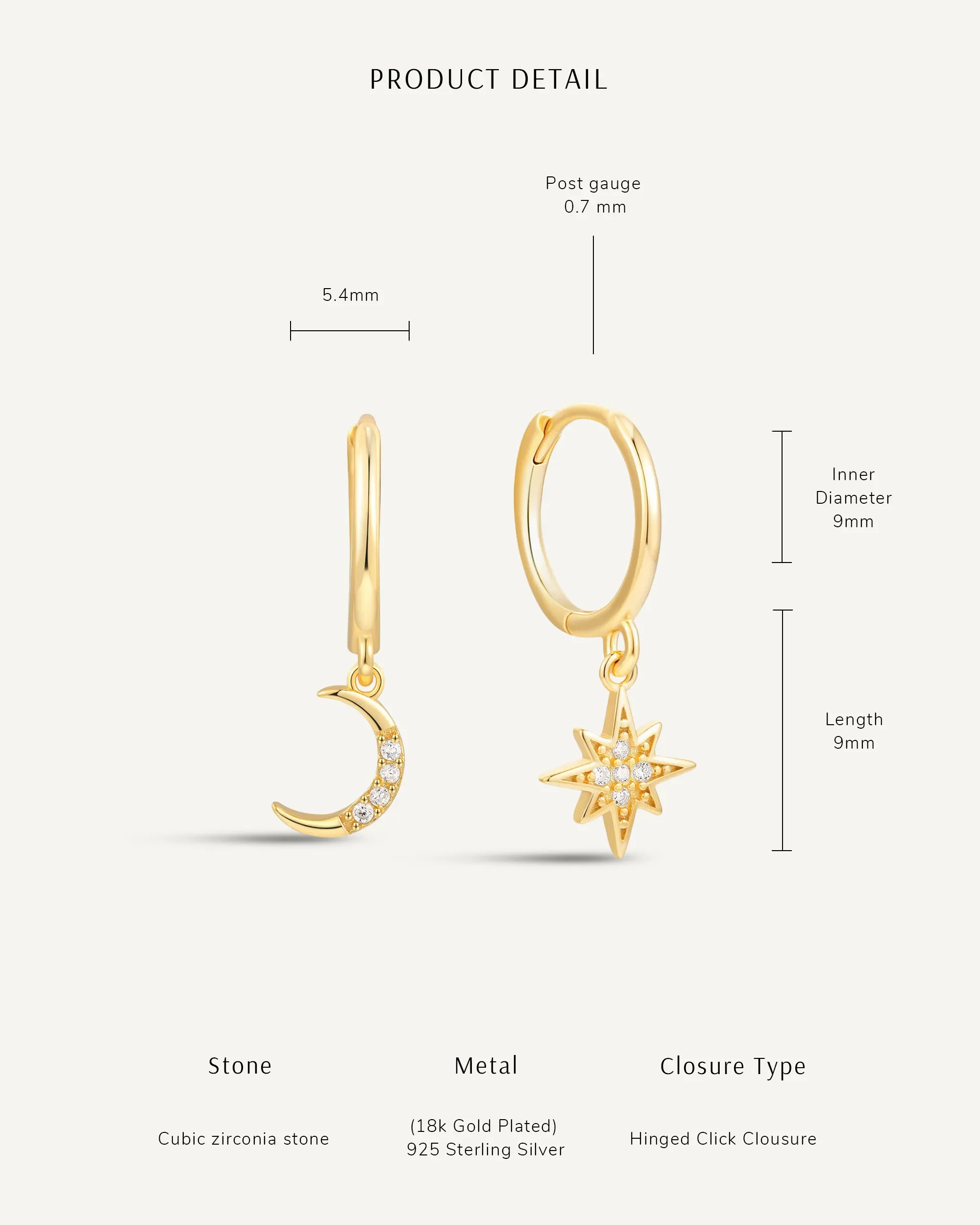 Celestial Duo Dangle Earrings In Gold - Image 4
