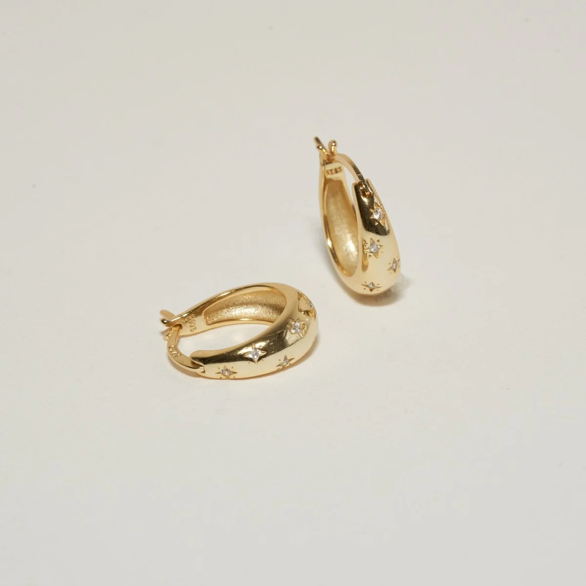 Celestial Star Tapered Hoops In Gold - Image 3
