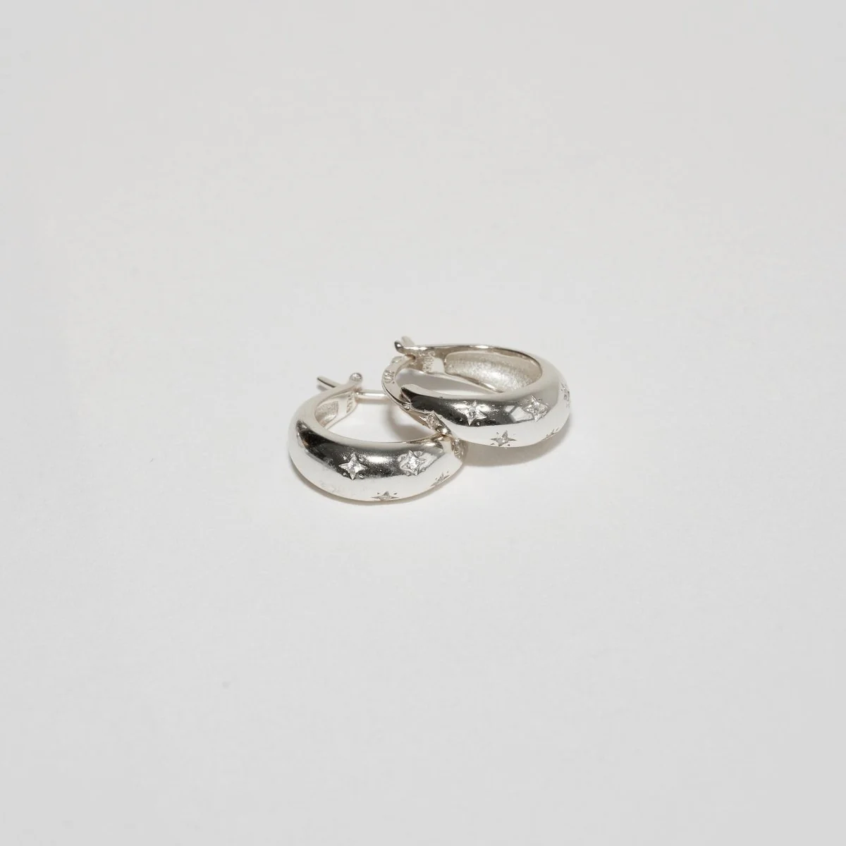 Celestial Star Tapered Hoops In Silver - Image 4