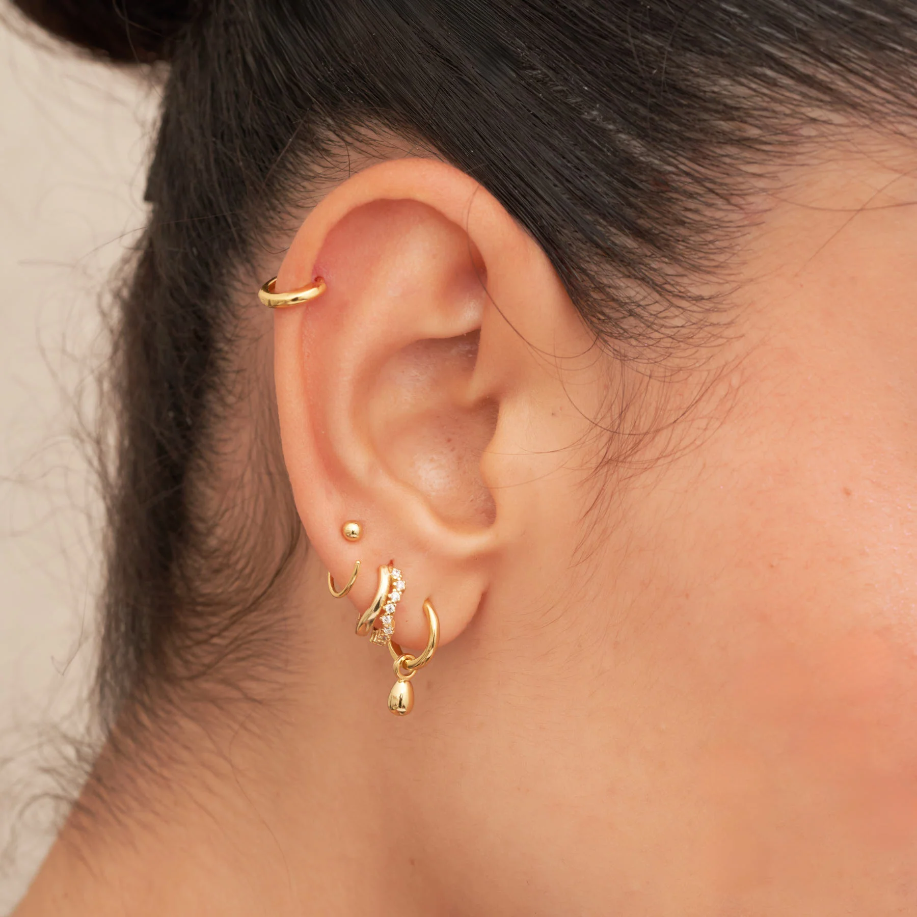 Chic Teardrop Dangle Hoops in Gold - Image 3