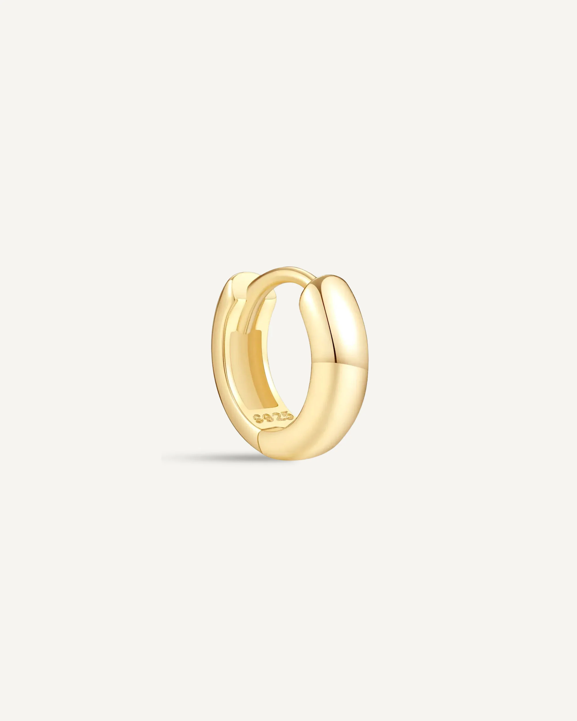 Chunky Bold Huggie Hoops In Gold - Image 4