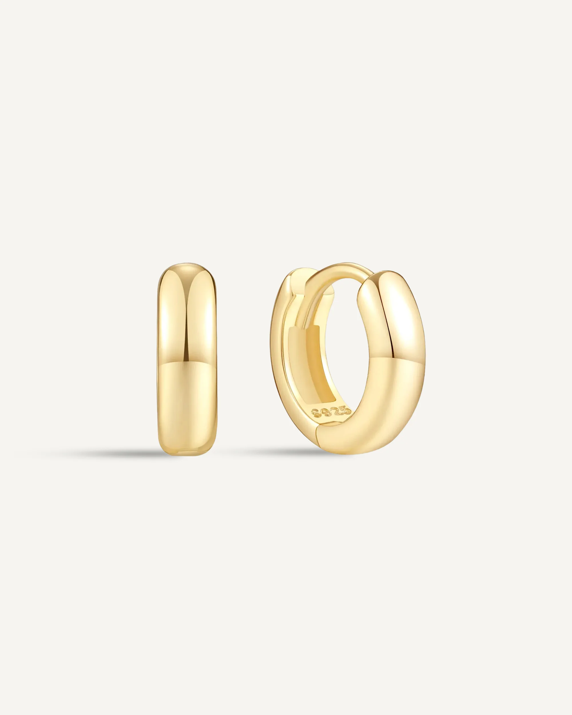 Chunky Bold Huggie Hoops In Gold - Image 5