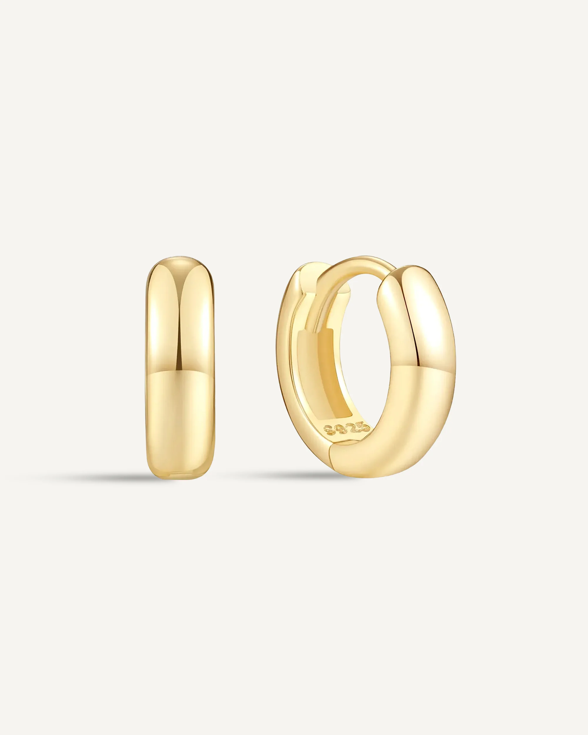 Chunky Bold Huggie Hoops In Gold - Image 7