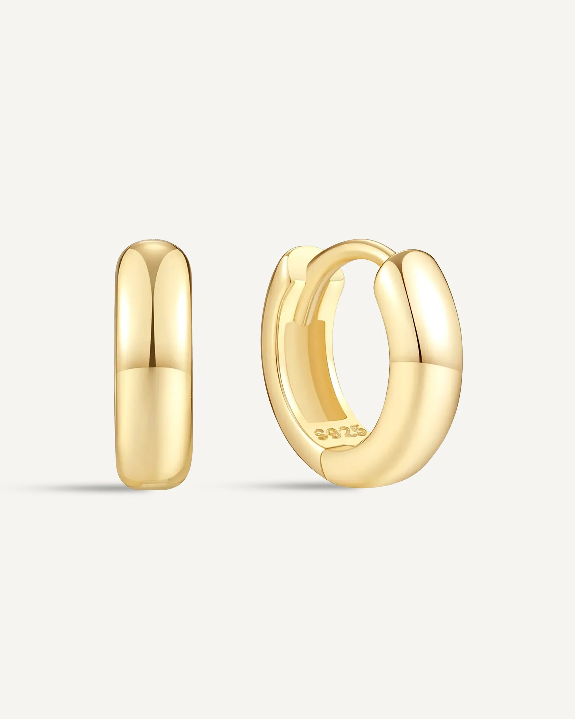 Chunky Bold Huggie Hoops In Gold - Image 9