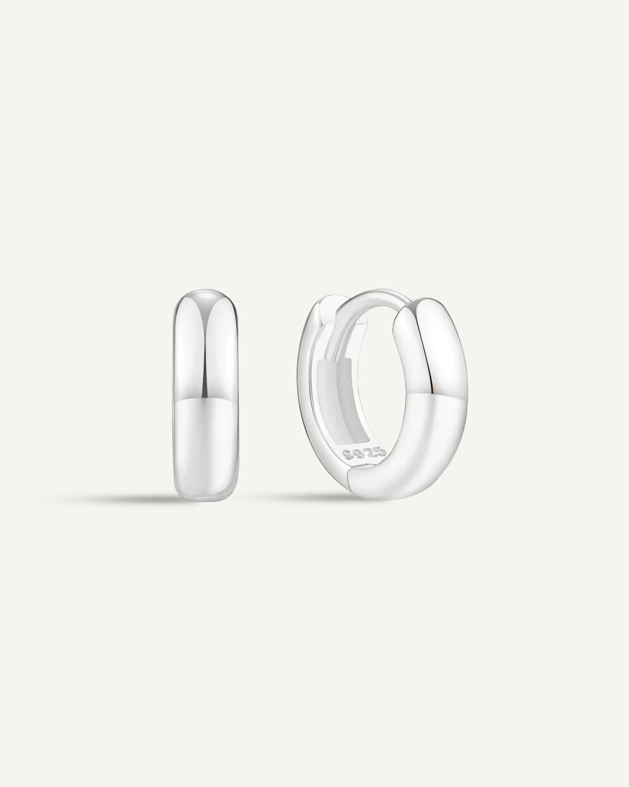 Chunky Bold Huggie Hoops In Silver - Image 5
