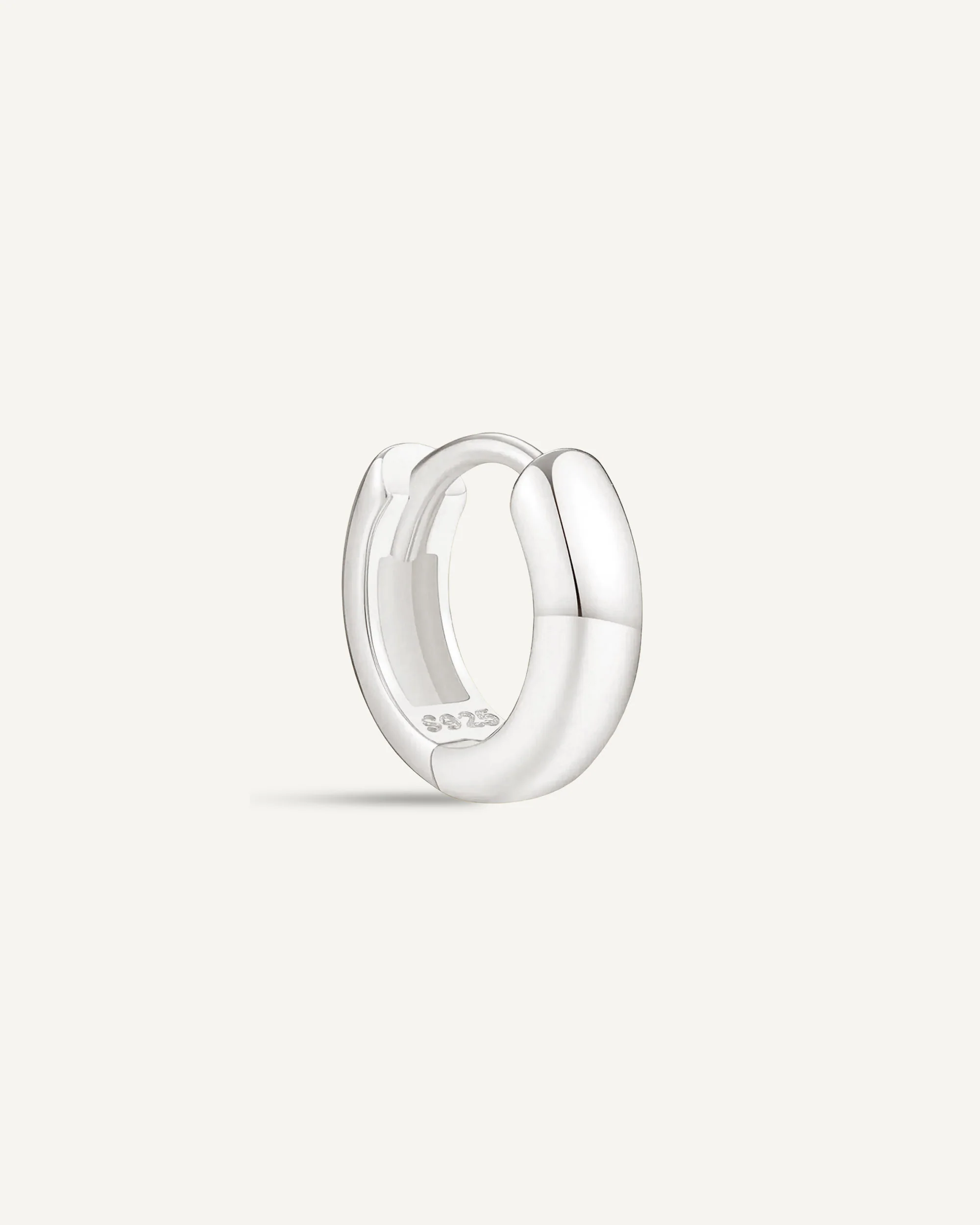 Chunky Bold Huggie Hoops In Silver - Image 6