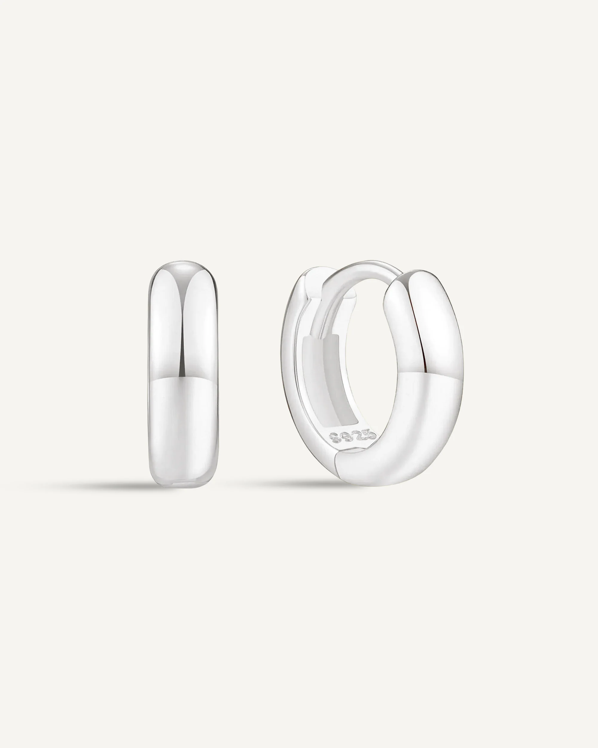 Chunky Bold Huggie Hoops In Silver - Image 7