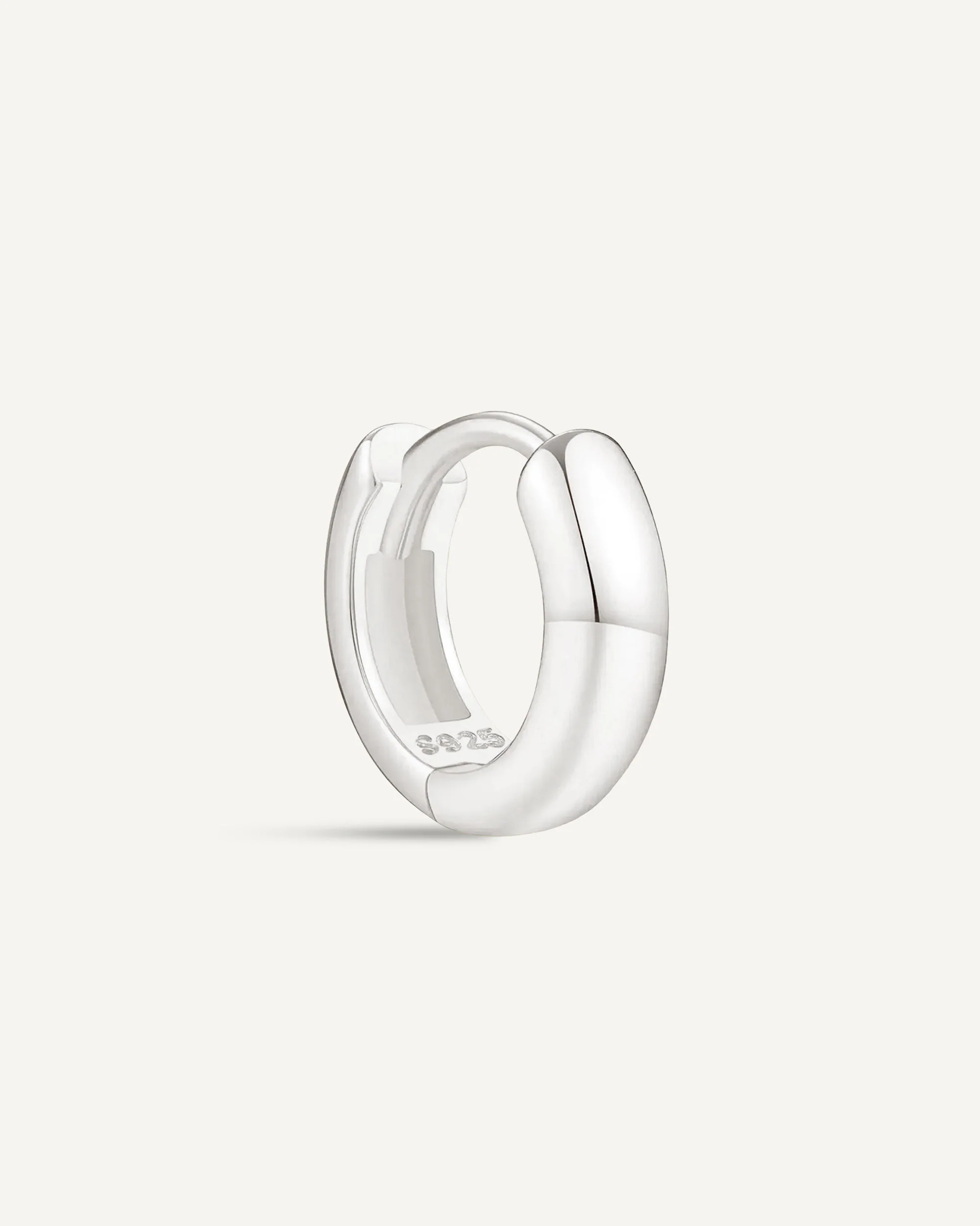 Chunky Bold Huggie Hoops In Silver - Image 8