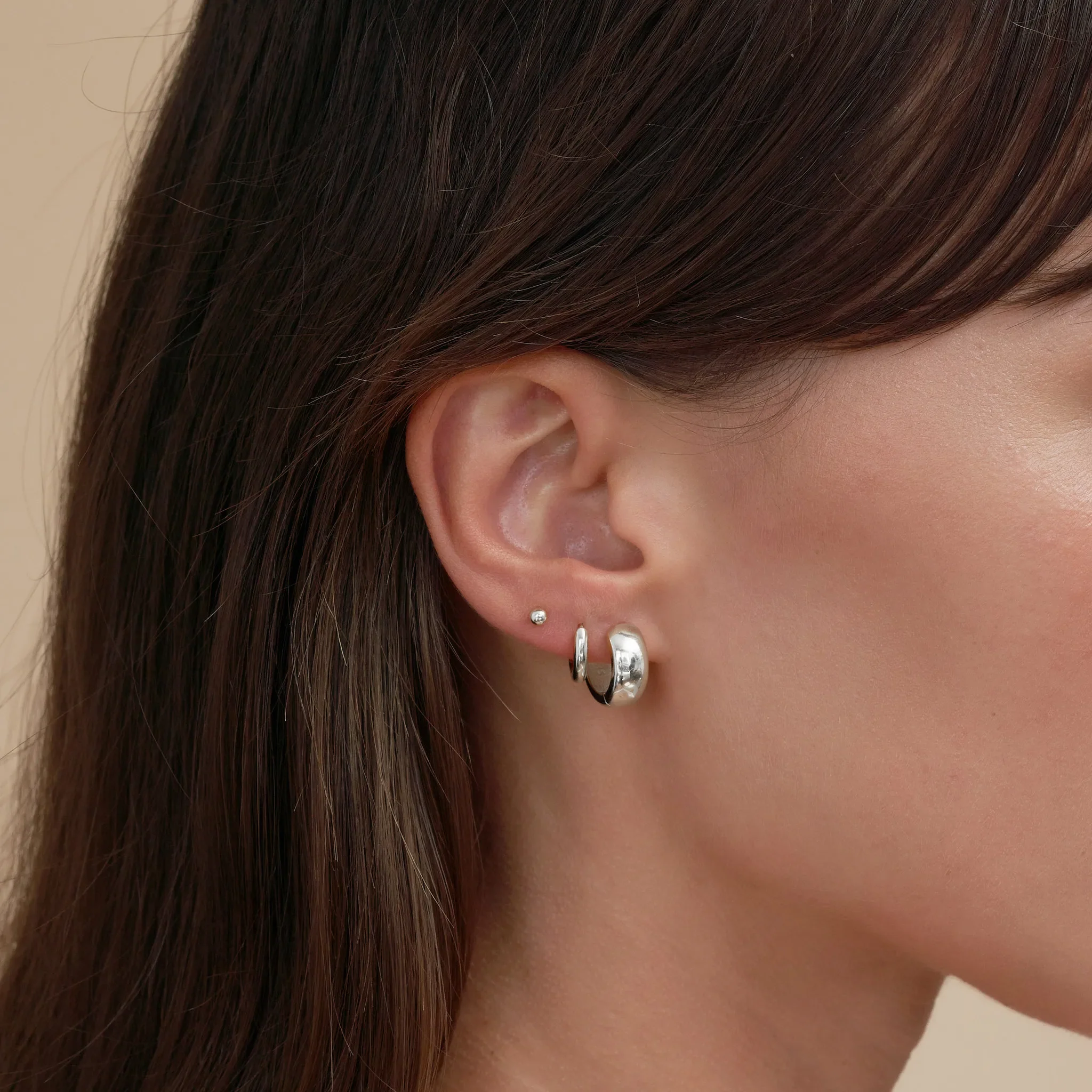 Classic Plain Ball Flat Back Stud In Silver - Image 3