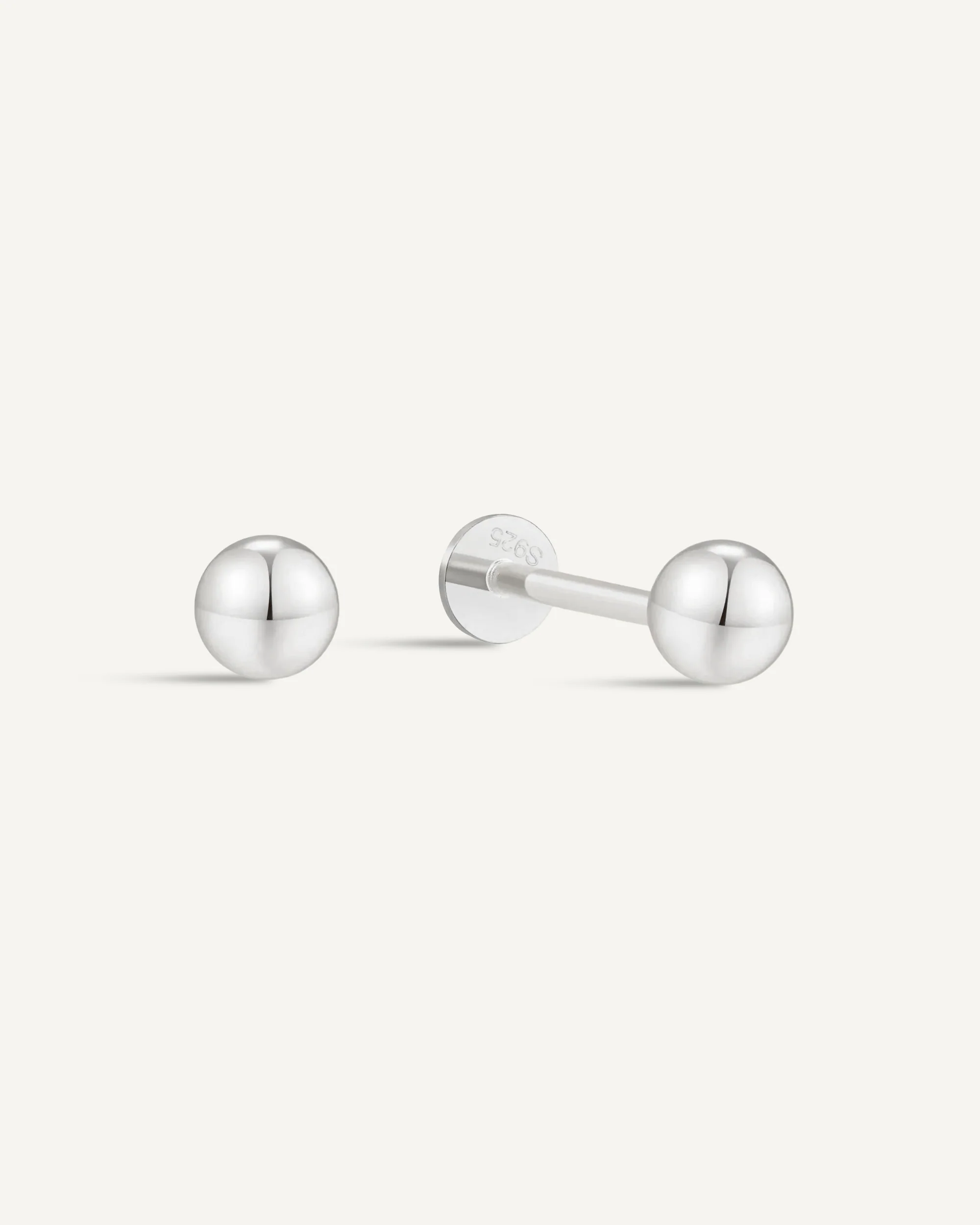 Classic Plain Ball Flat Back Stud In Silver - Image 4