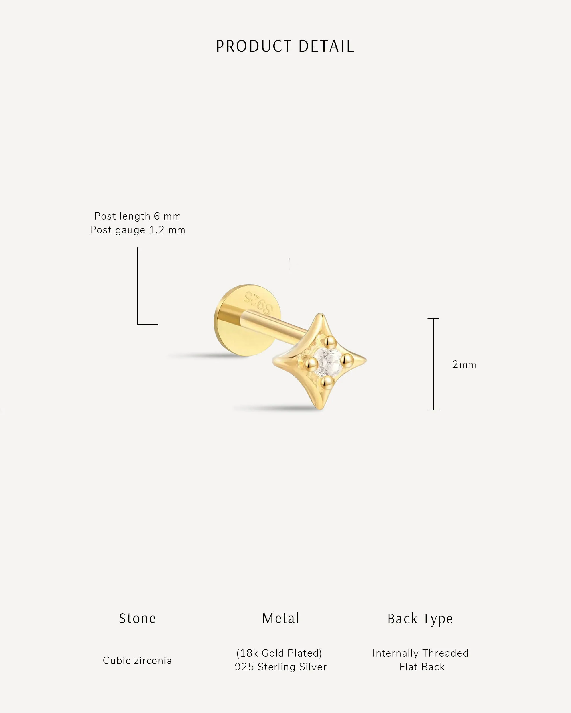 Cosmic Star Flat Back Stud in Gold - Image 5
