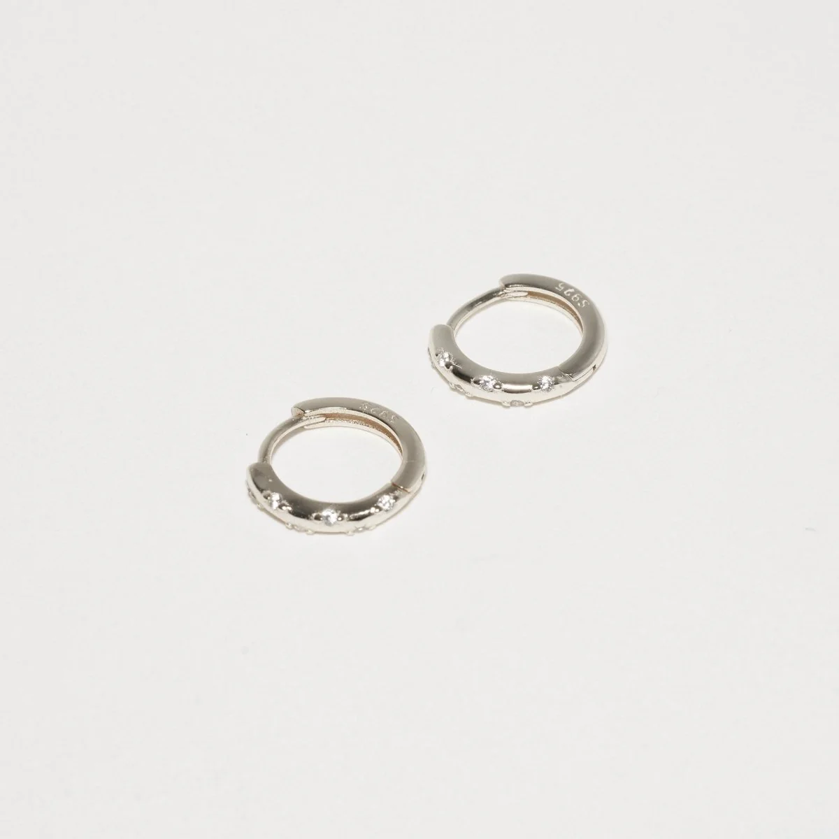 Crystal Dotted Huggies In Silver - Image 3