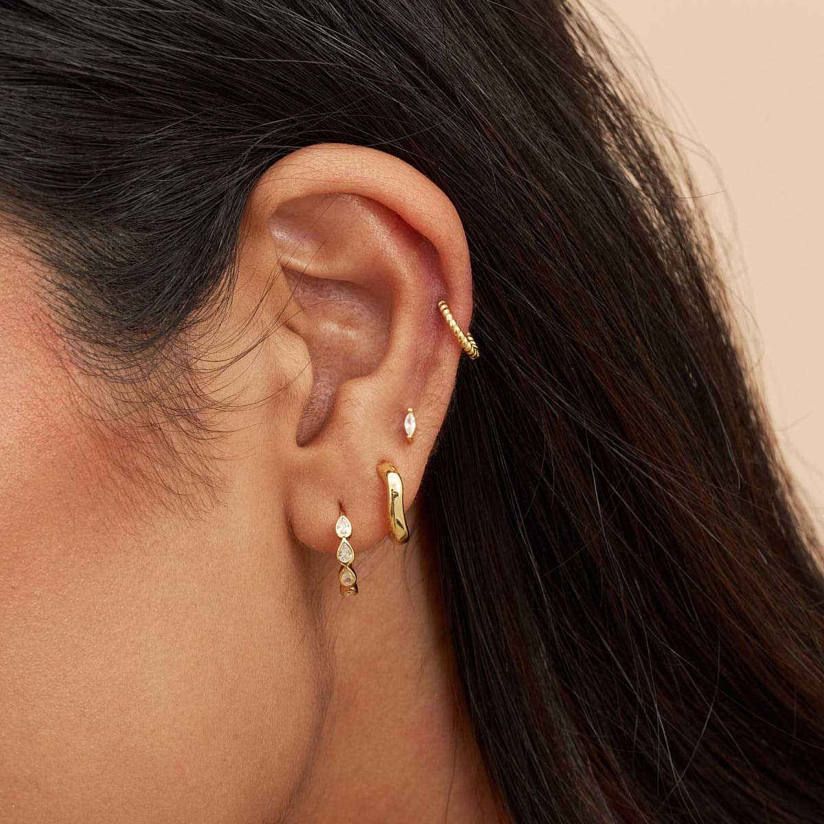 Crystal Marquise Flat Back Stud in Gold - Image 2