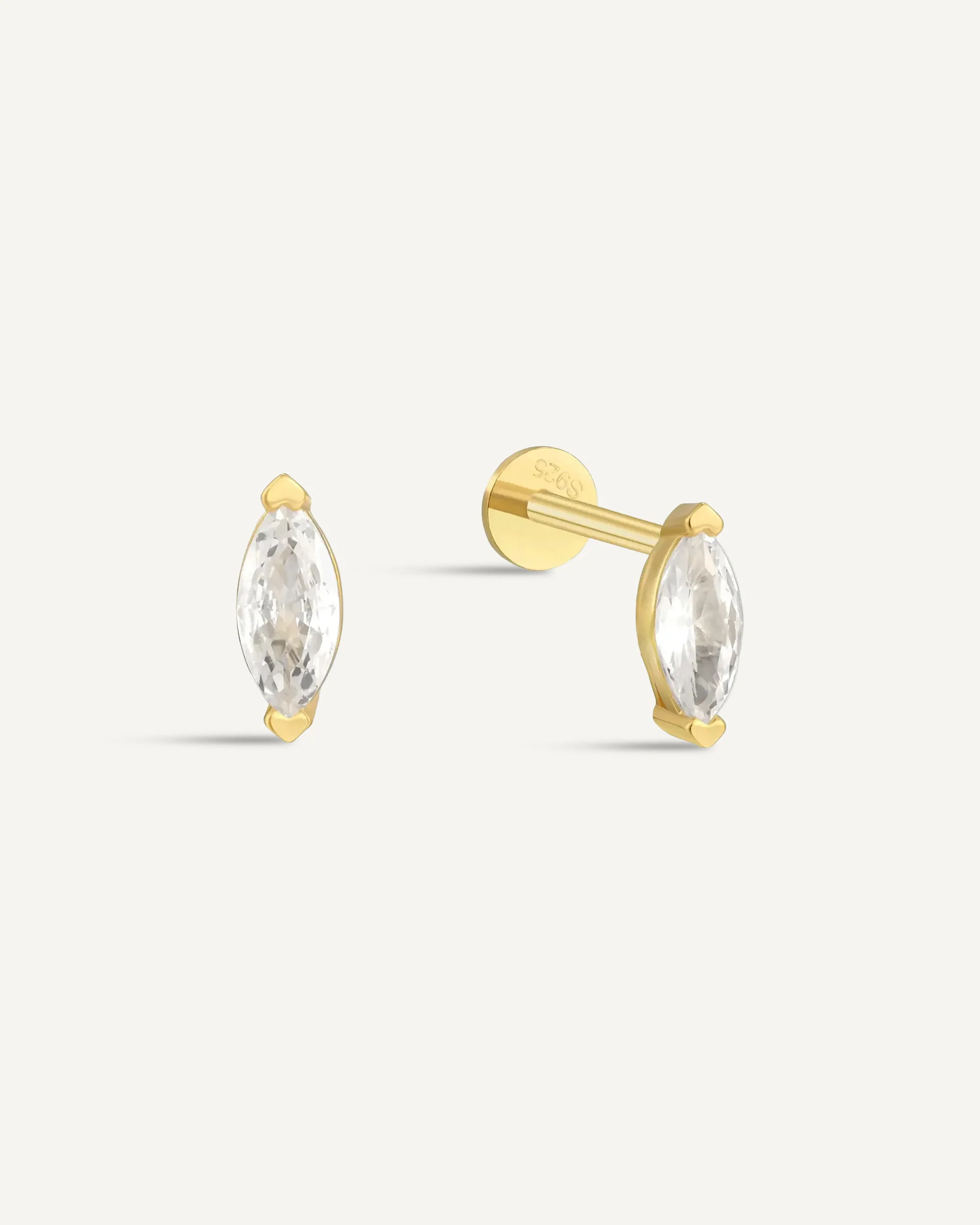 Crystal Marquise Flat Back Stud in Gold - Image 4