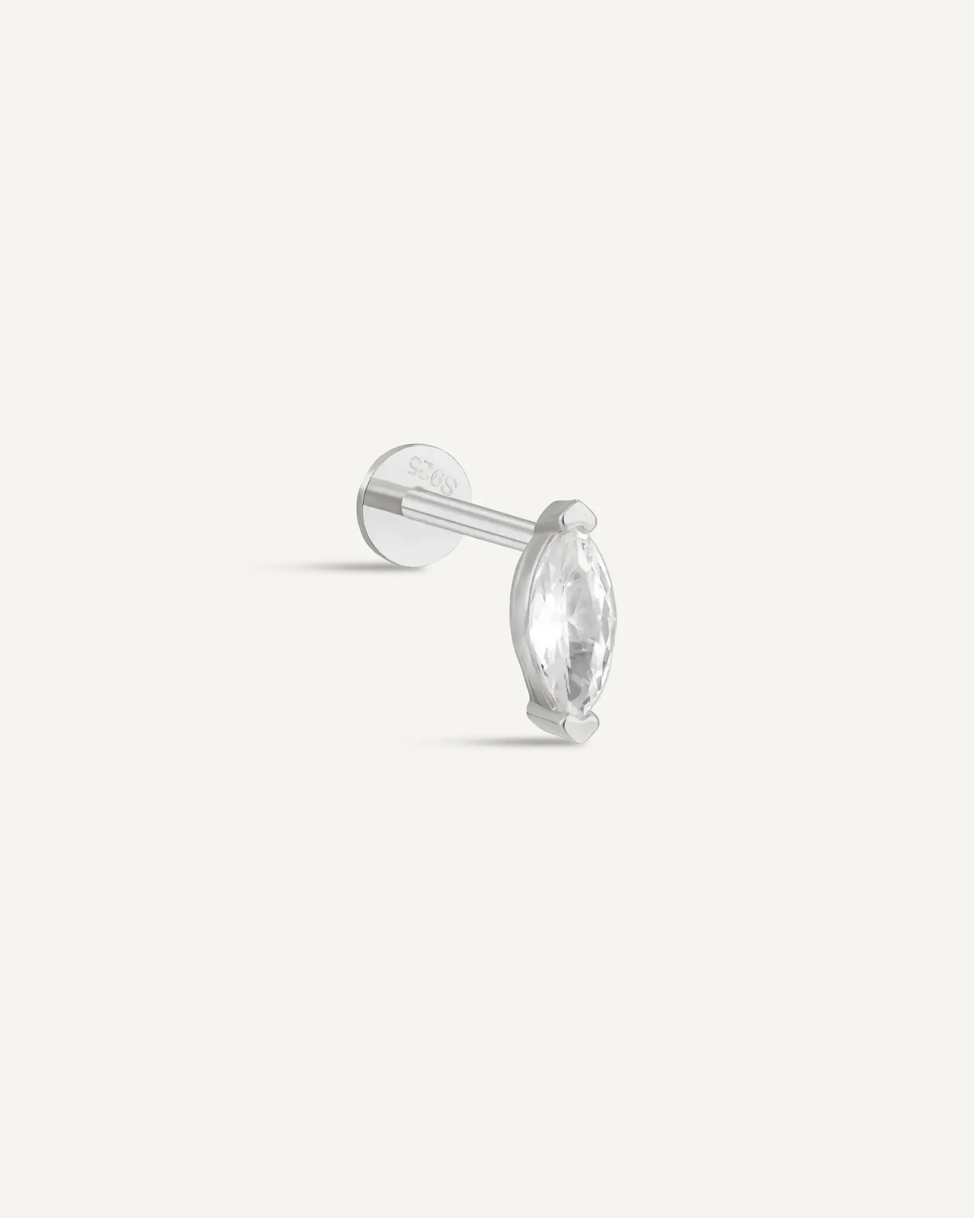 Crystal Marquise Flat Back Stud in Silver