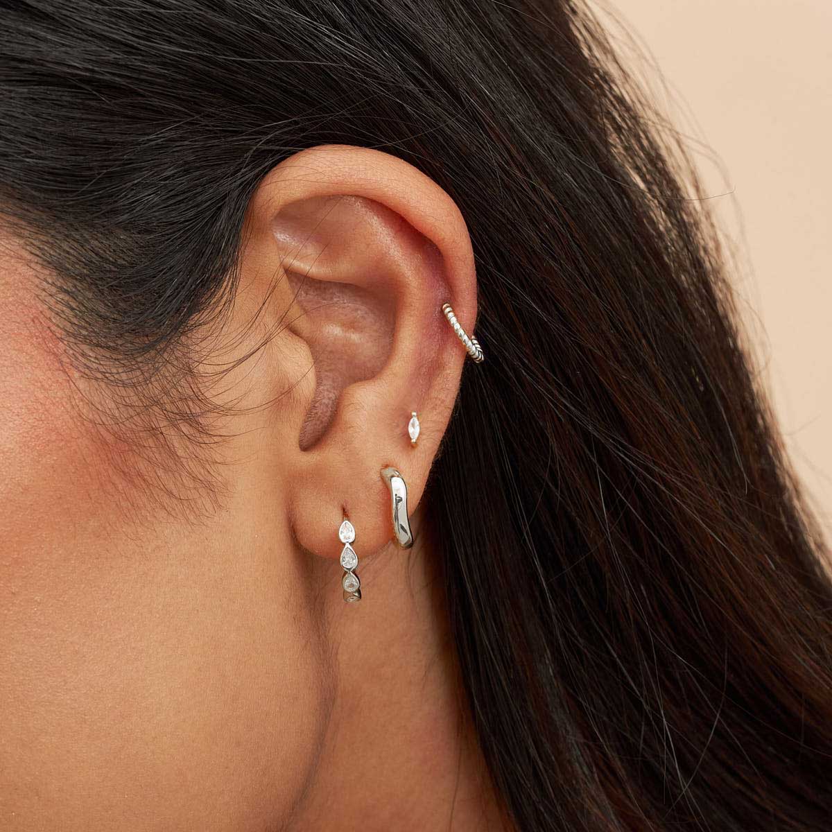 Crystal Marquise Flat Back Stud in Silver - Image 2