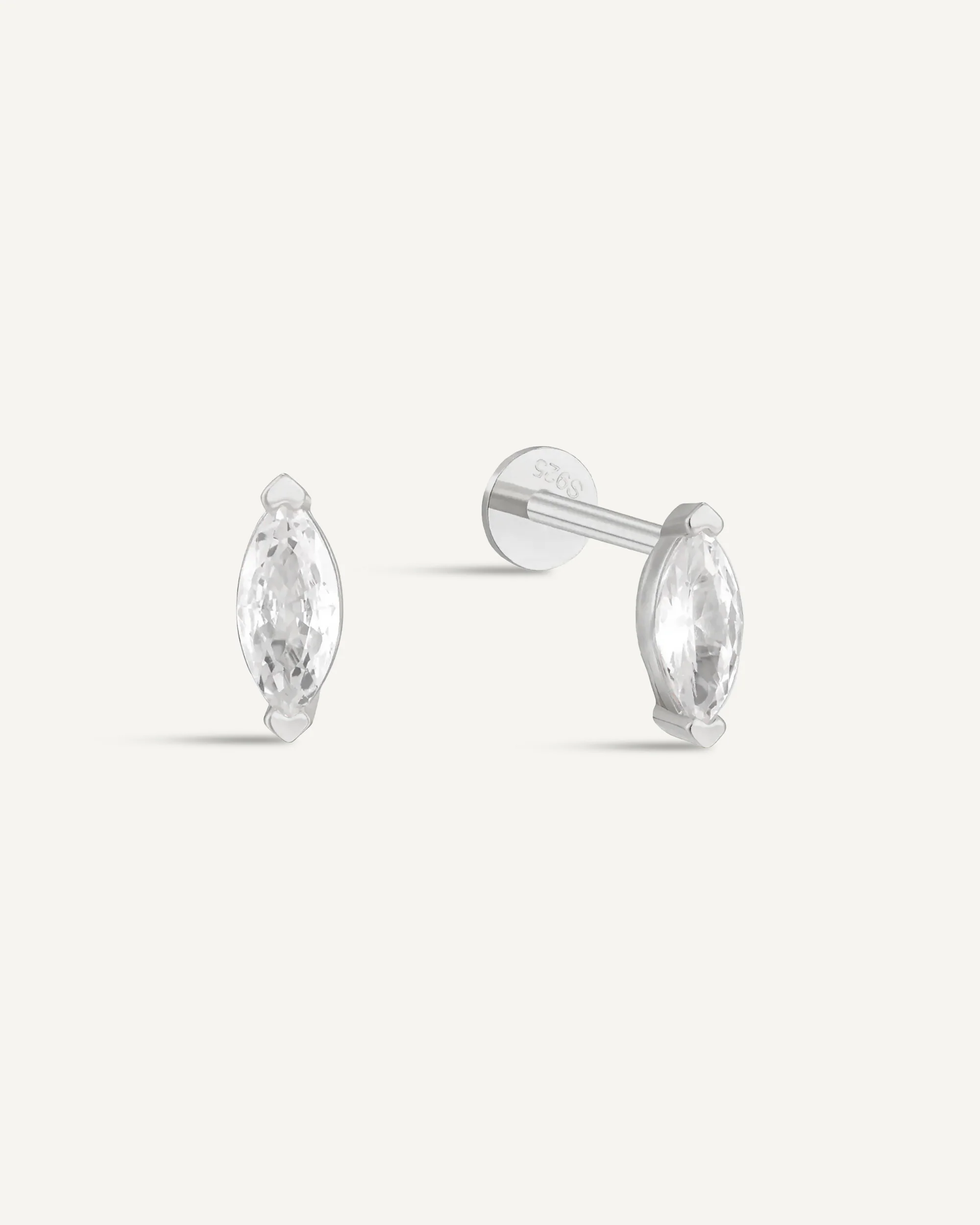 Crystal Marquise Flat Back Stud in Silver - Image 4