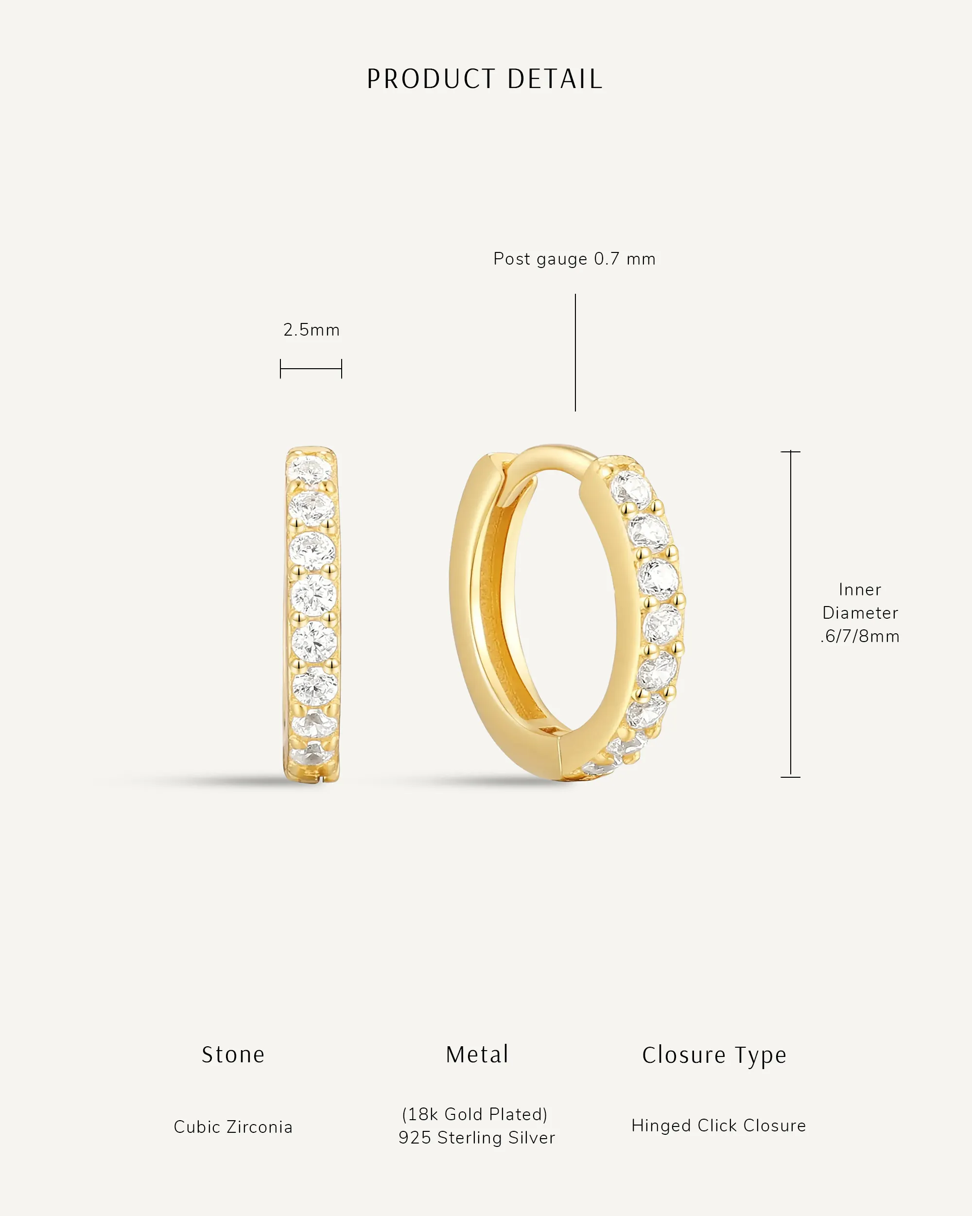 Crystal Paved Huggie Hoops In Gold - Image 12