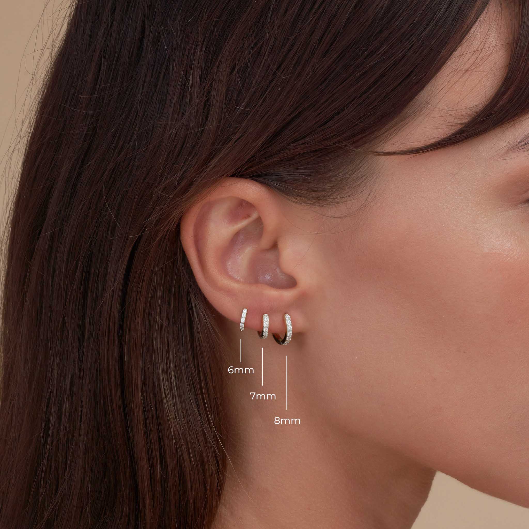 Crystal Paved Huggie Hoops In Silver - Image 4