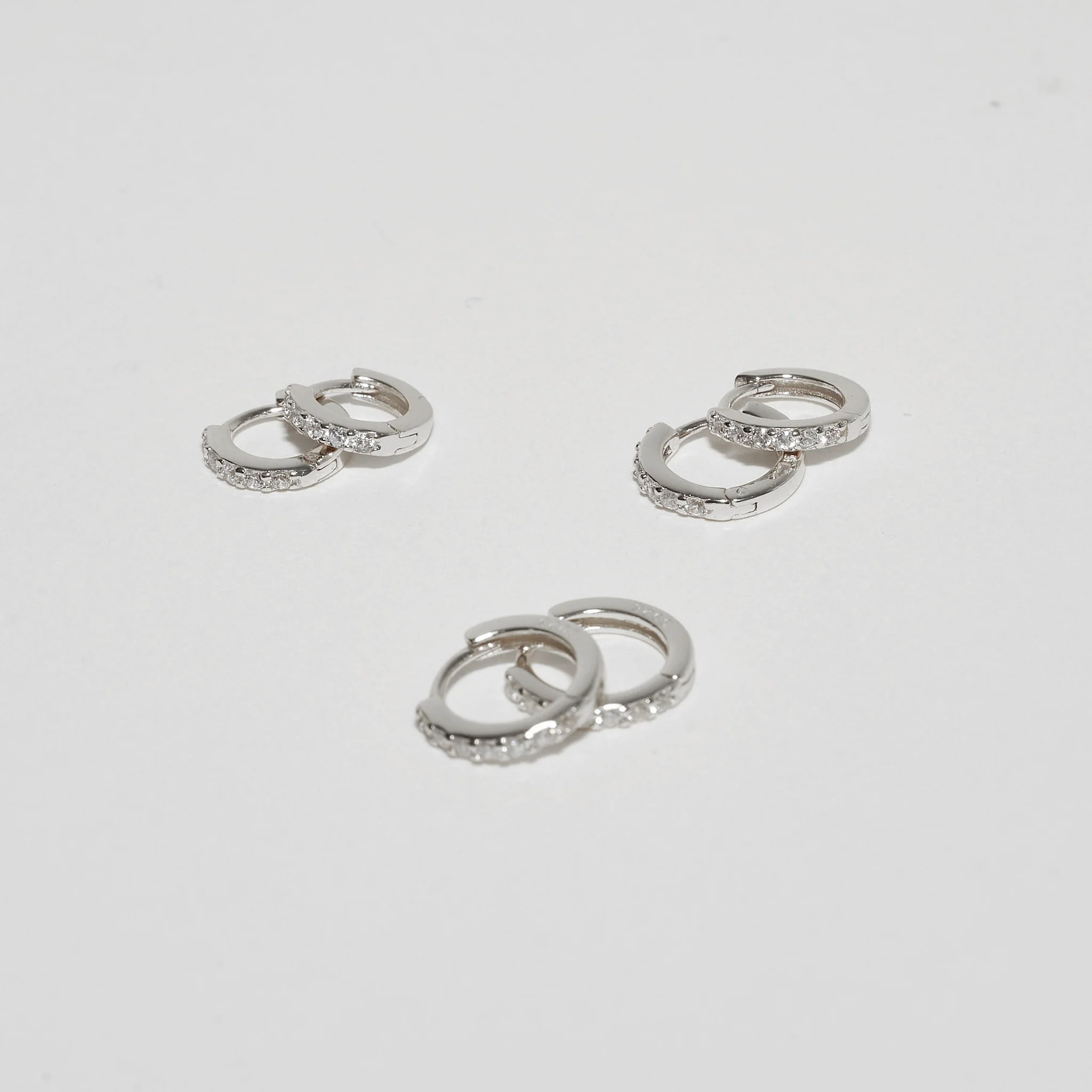 Crystal Paved Huggies Set in Silver - Image 3