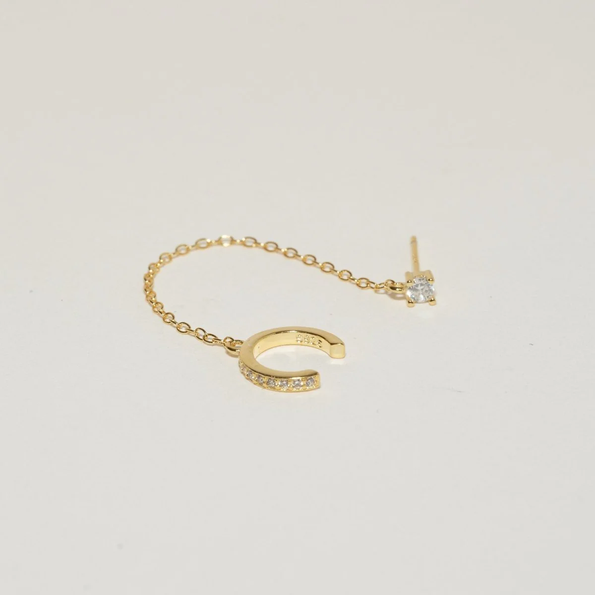 Crystal Stud Chain Ear Cuff in Gold - Image 3