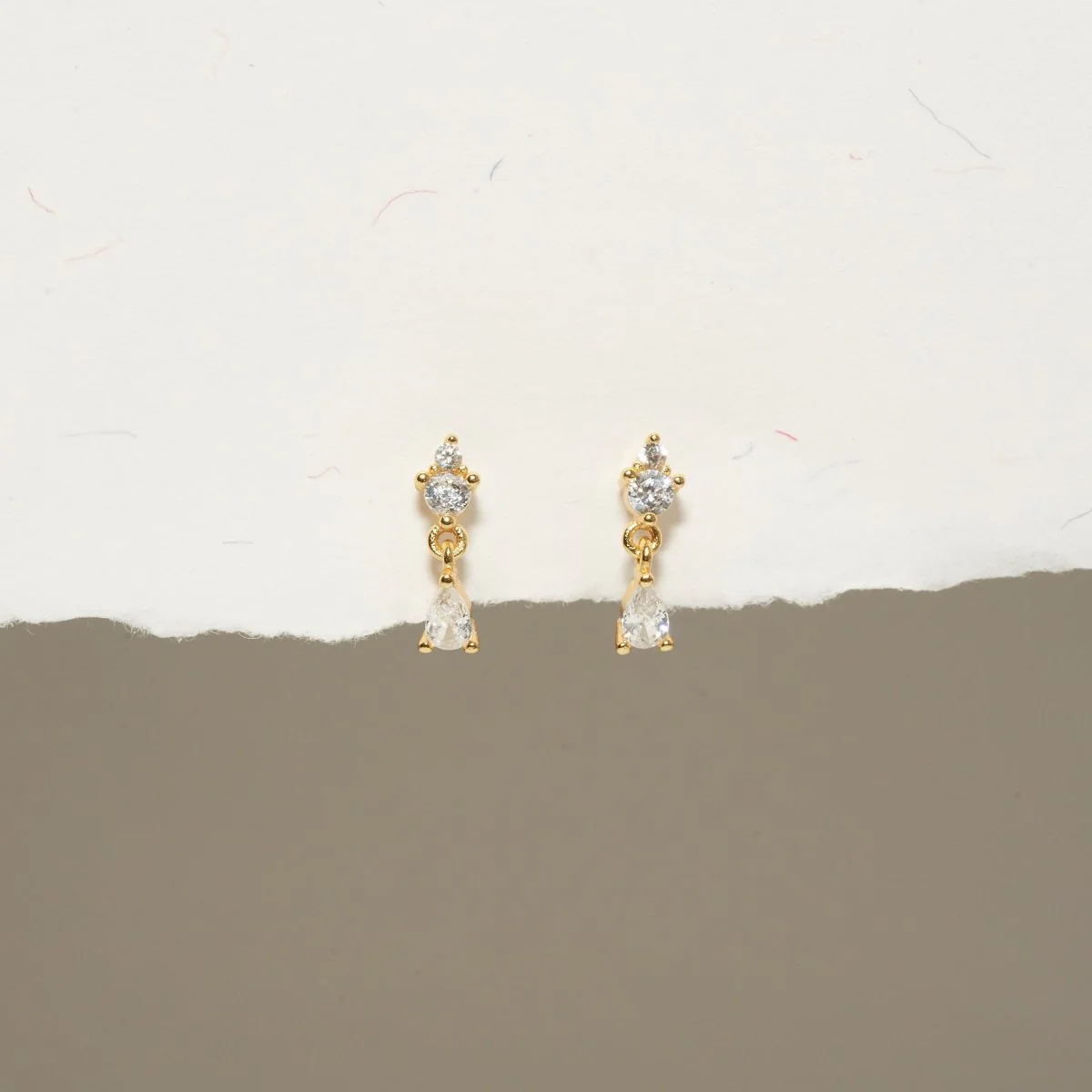 Crystal Teardrop Barbell Stud In Gold - Image 3