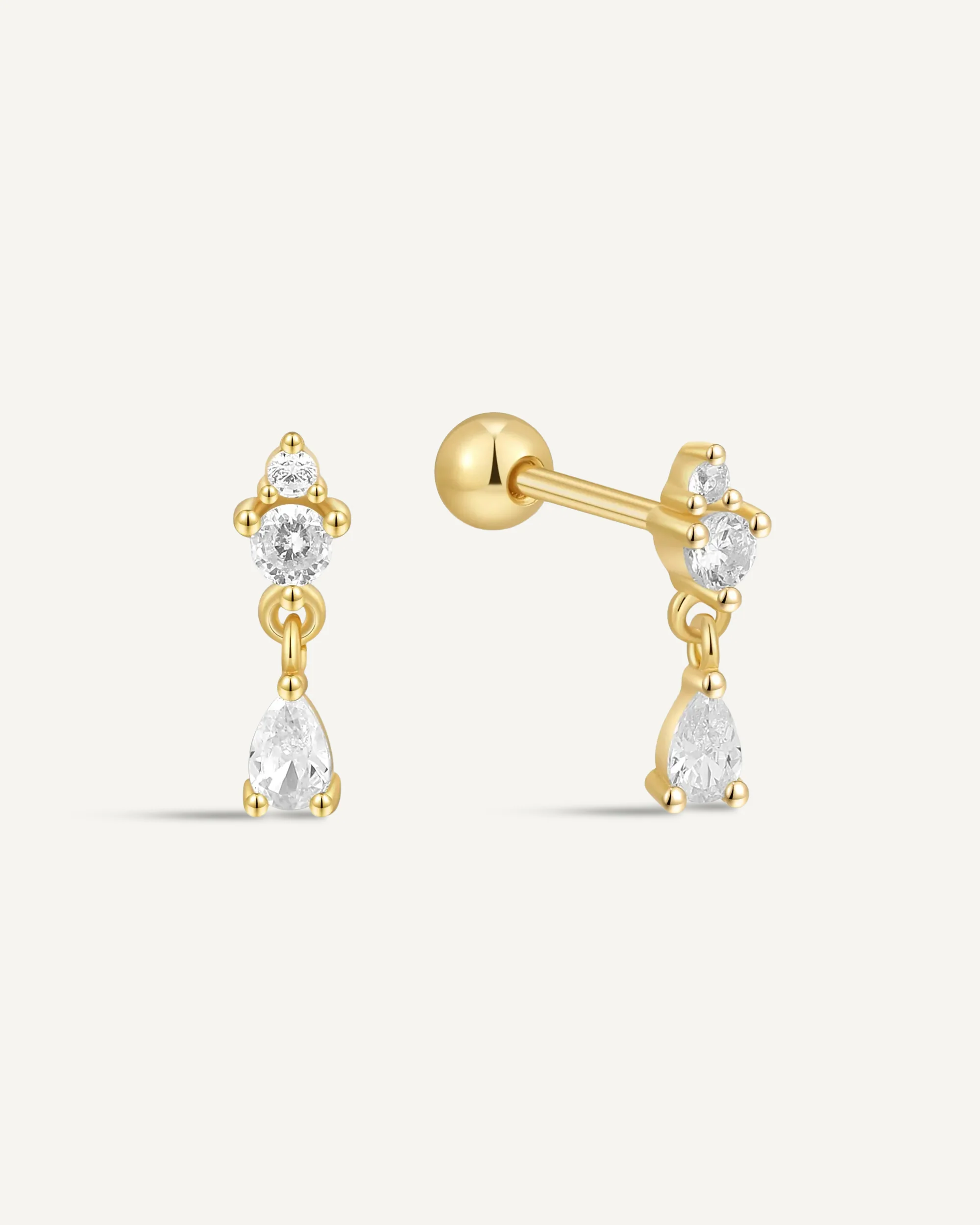 Crystal Teardrop Barbell Stud In Gold - Image 6