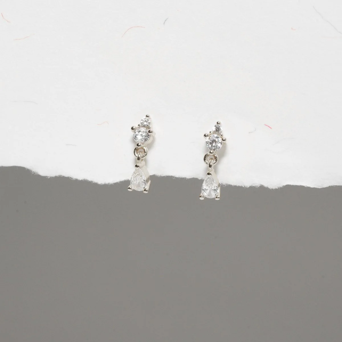 Crystal Teardrop Barbell Stud In Silver - Image 3