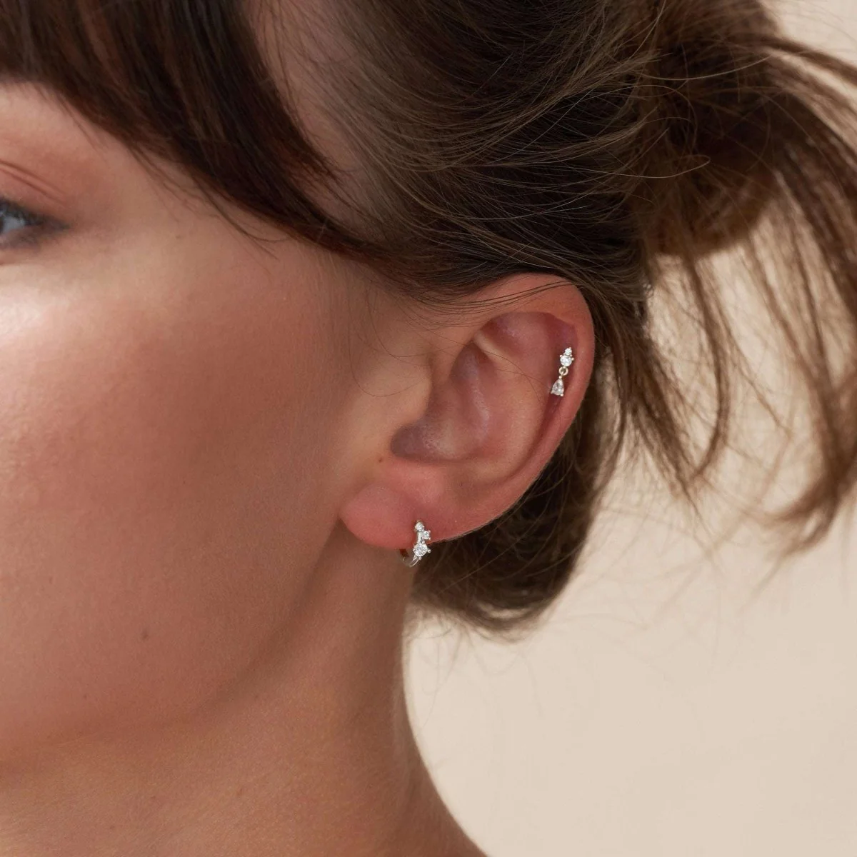 Crystal Teardrop Barbell Stud In Silver - Image 5