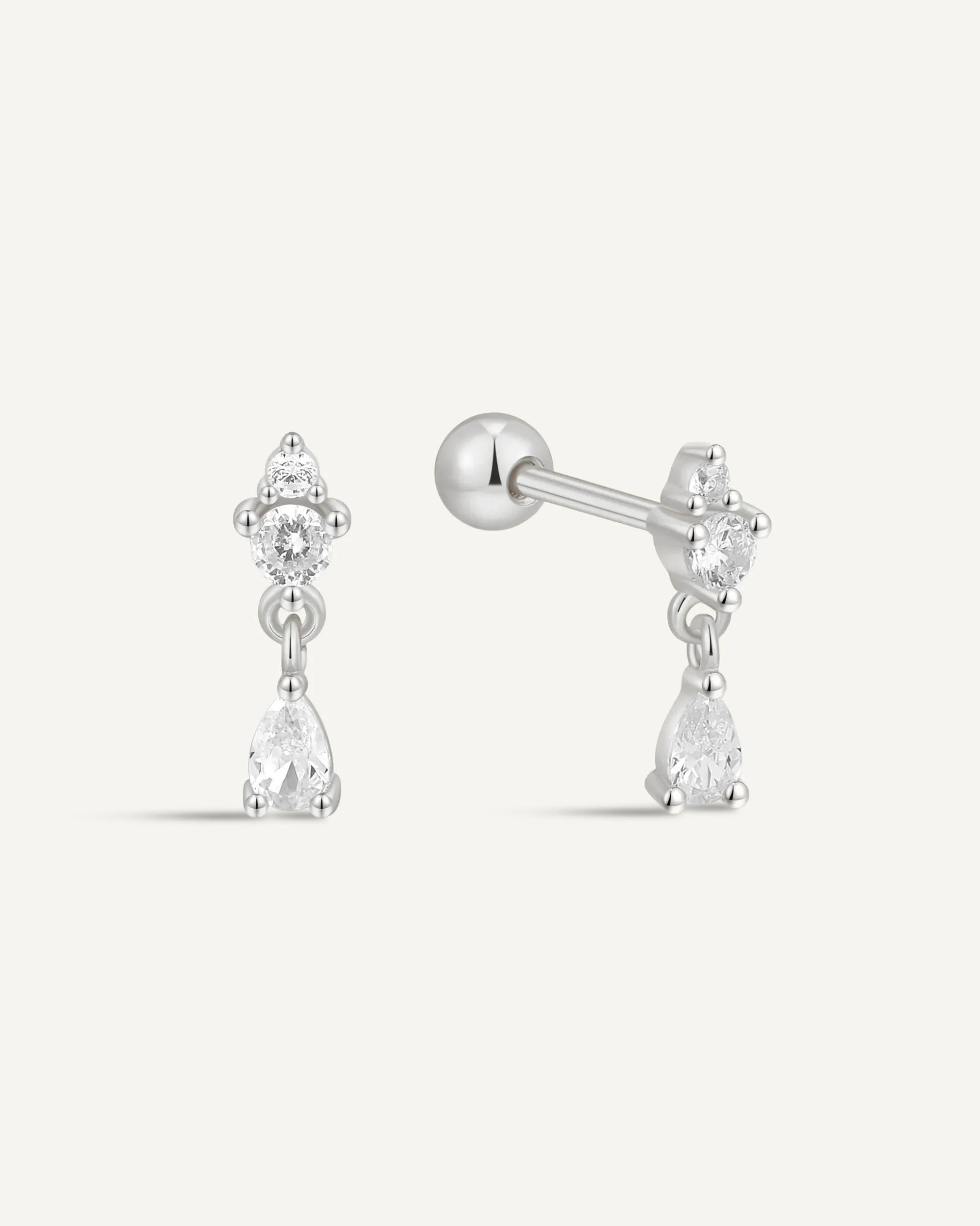 Crystal Teardrop Barbell Stud In Silver - Image 6