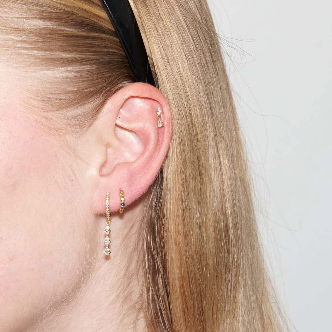 Crystal Teardrop Flat Back Stud In Gold - Image 3