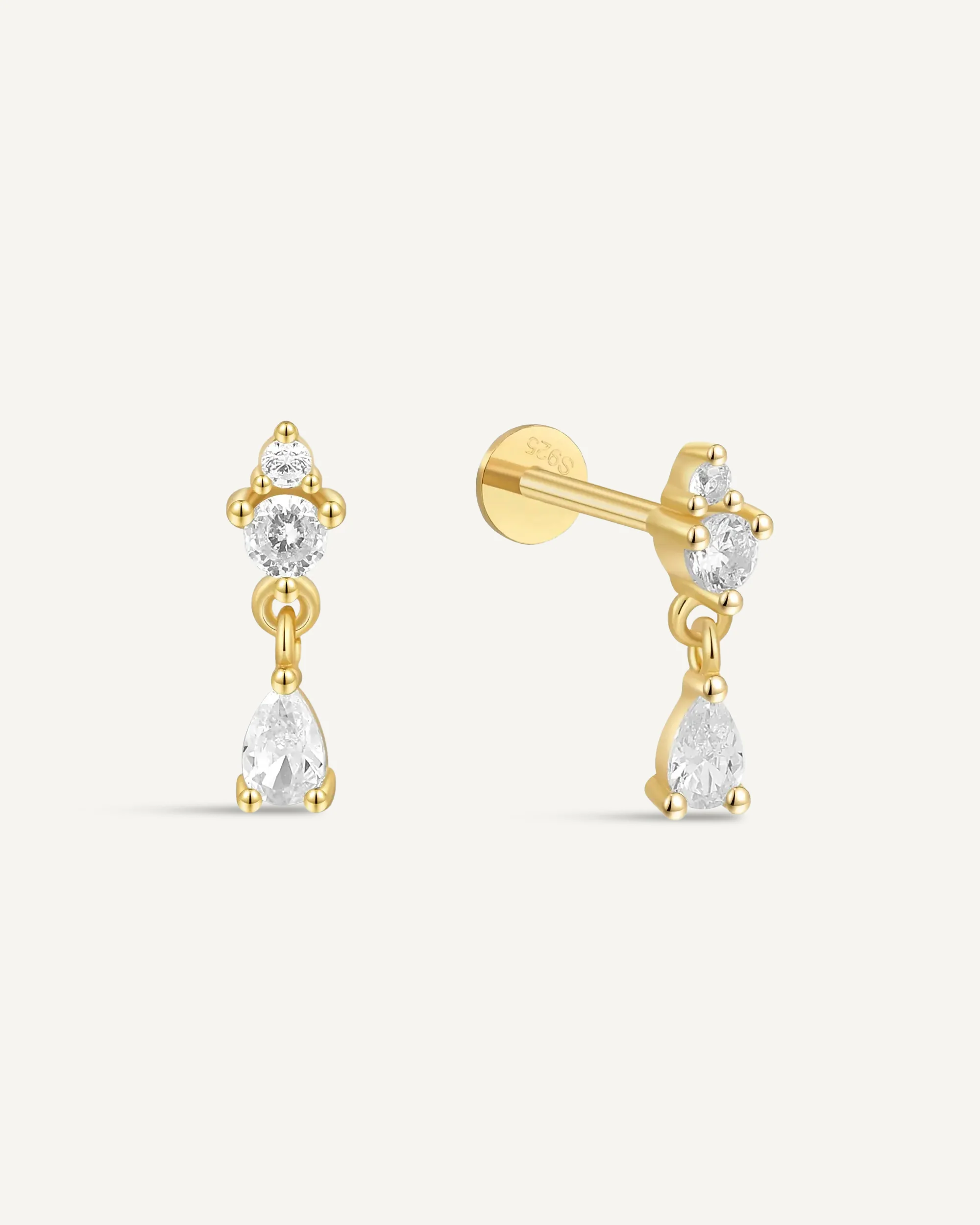 Crystal Teardrop Flat Back Stud In Gold - Image 5
