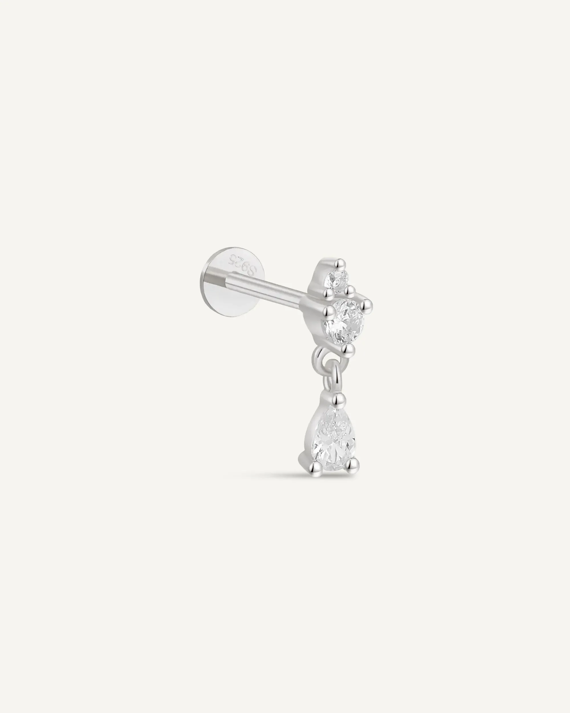 Crystal Teardrop Flat Back Stud In Silver