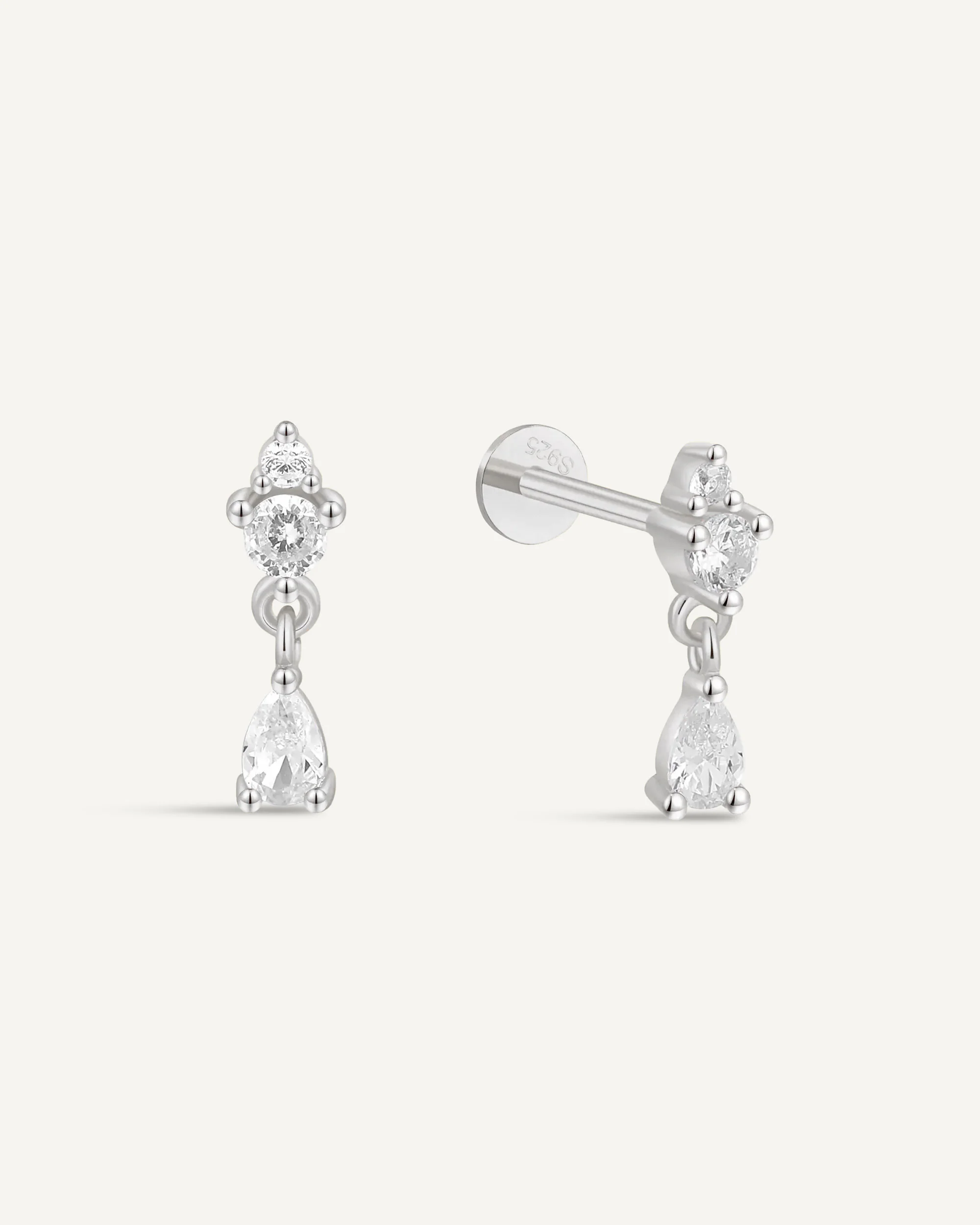 Crystal Teardrop Flat Back Stud In Silver - Image 4