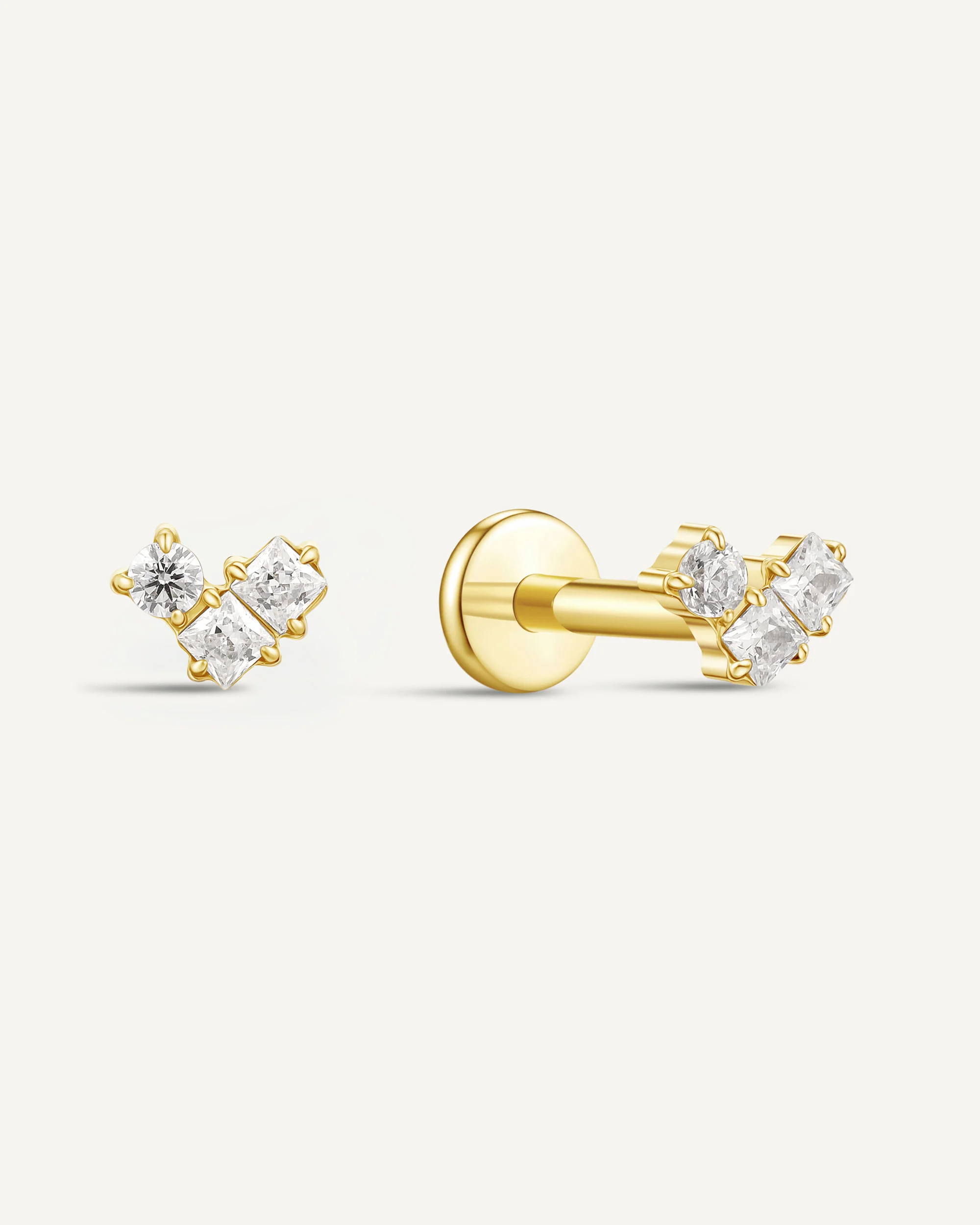 Crystal Trinity Titanium Flat Back Studs In Gold - Image 4
