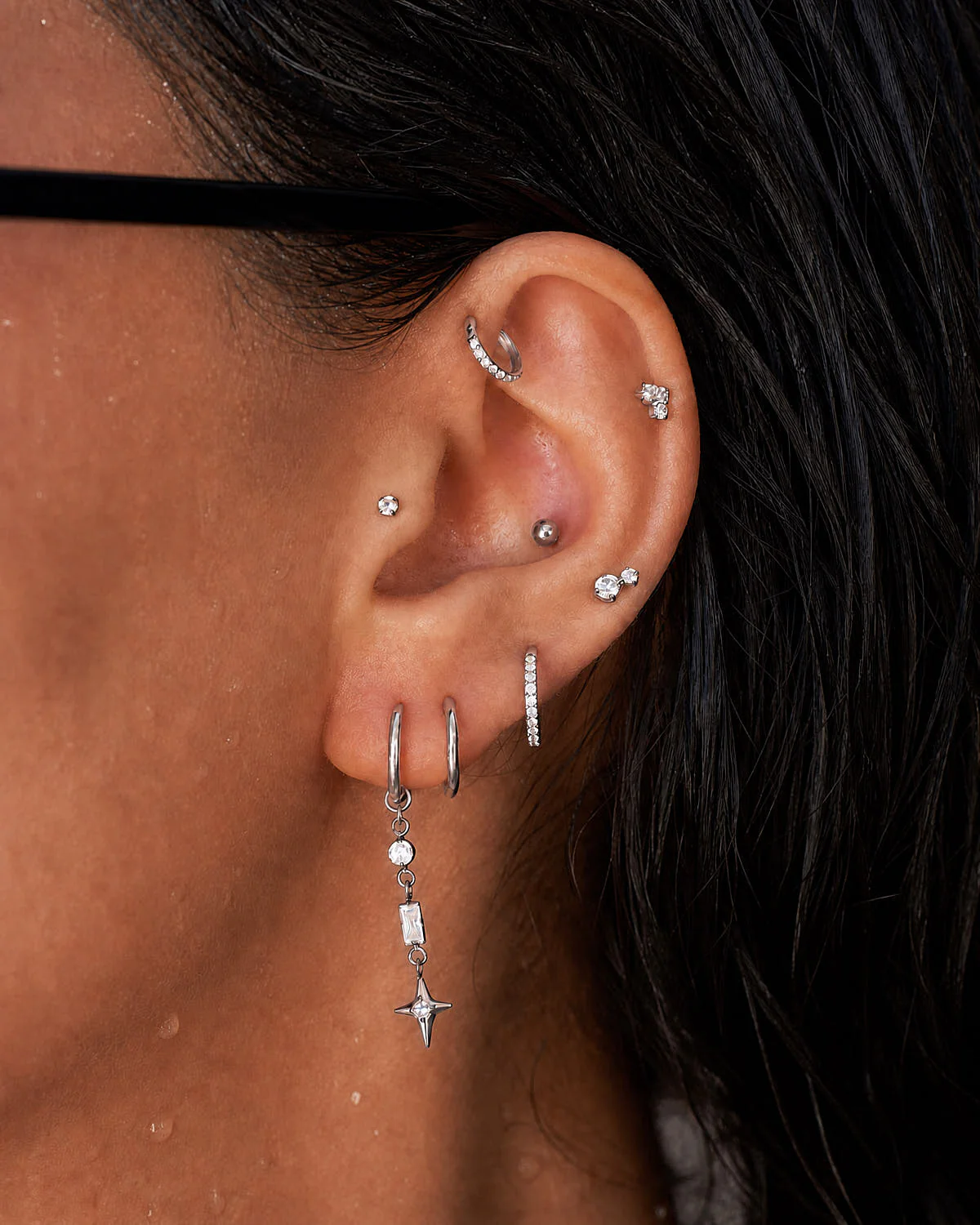 Crystal Trinity Titanium Flat Back Studs In Silver - Image 2