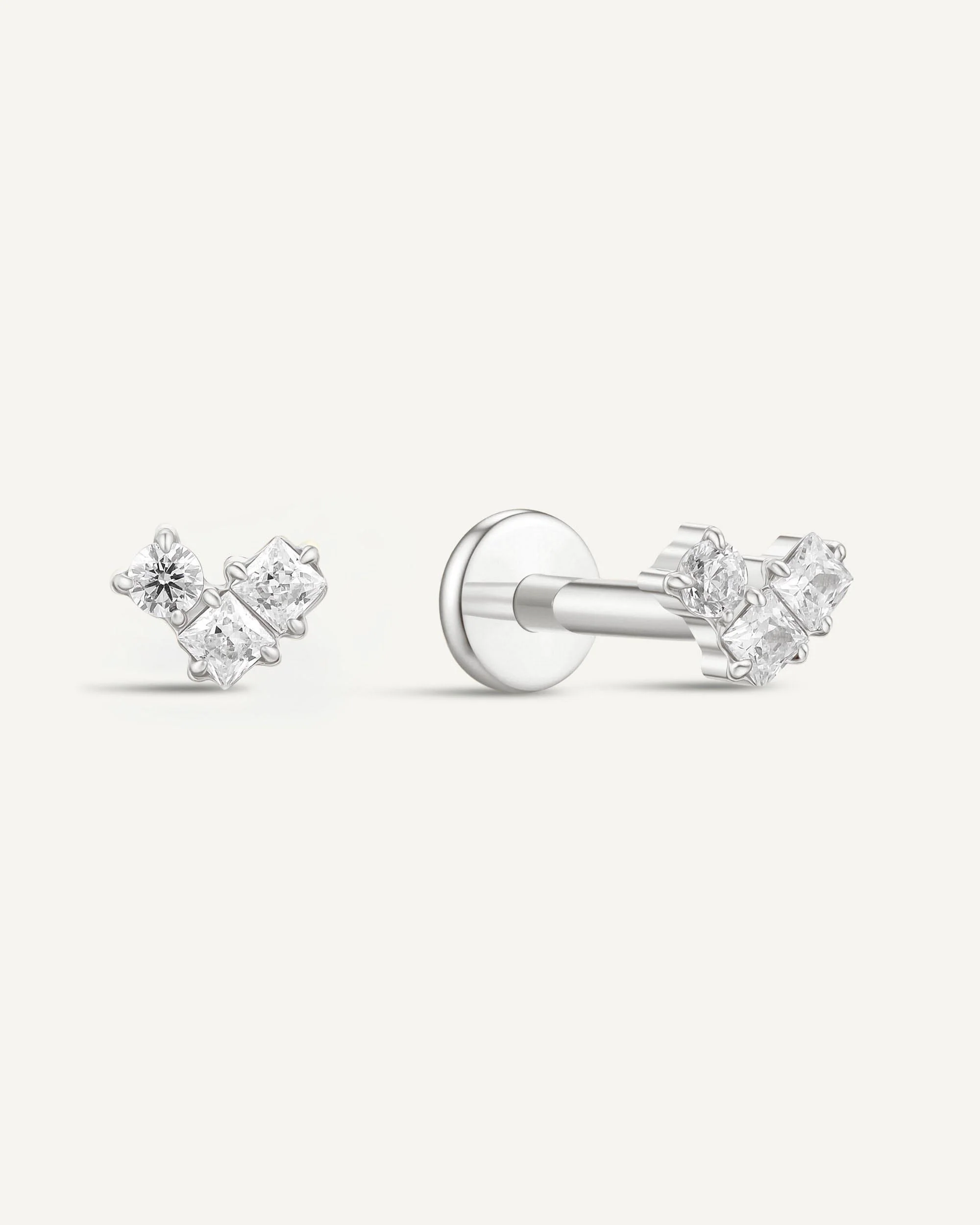 Crystal Trinity Titanium Flat Back Studs In Silver - Image 4