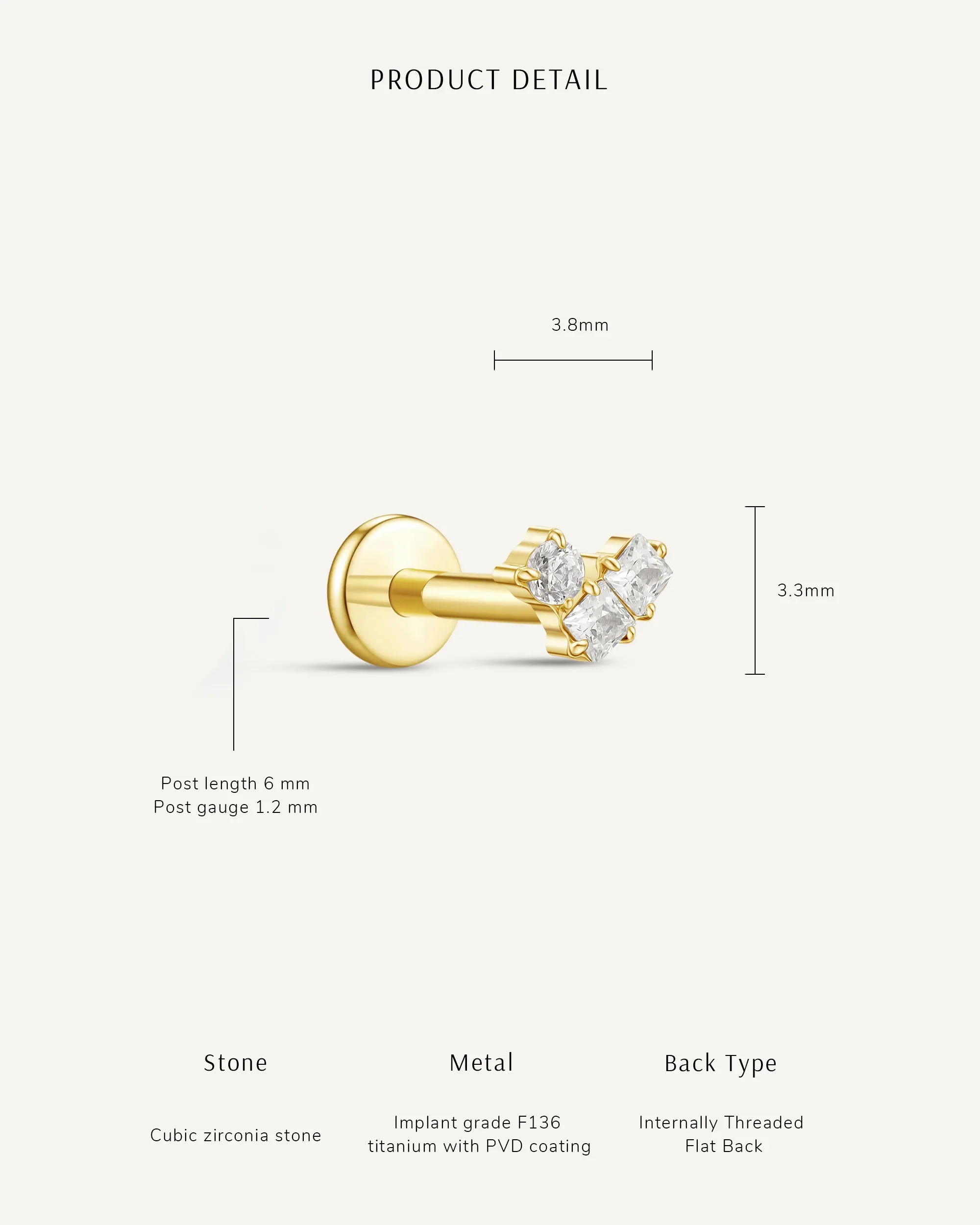 Crystal Trinity Titanium Flat Back Studs In Silver - Image 5