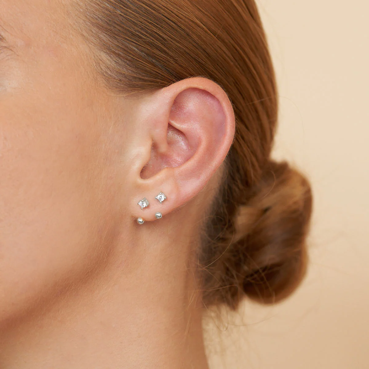 Crystal U Hoop Barbell Earrings In Silver - Image 3