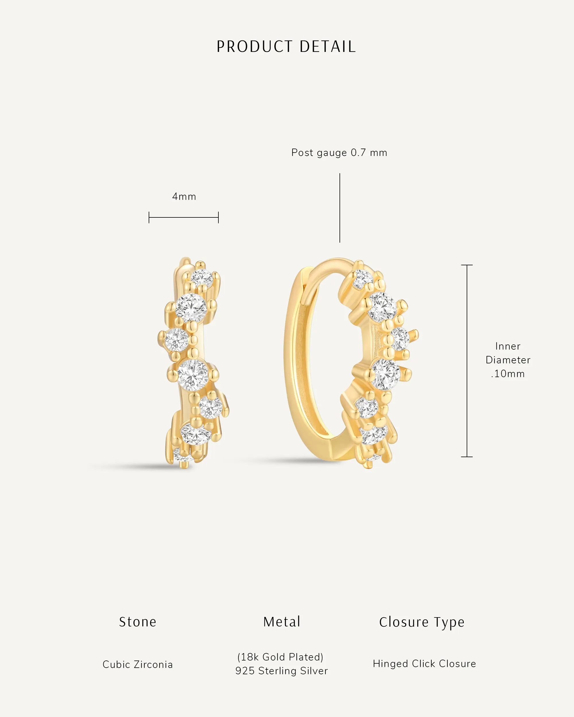 Crystal Wavy Hoop Earrings In Silver - Image 4