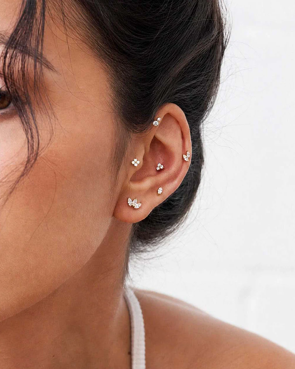 Marquise Titanium Flat Back Studs in Gold - Image 3