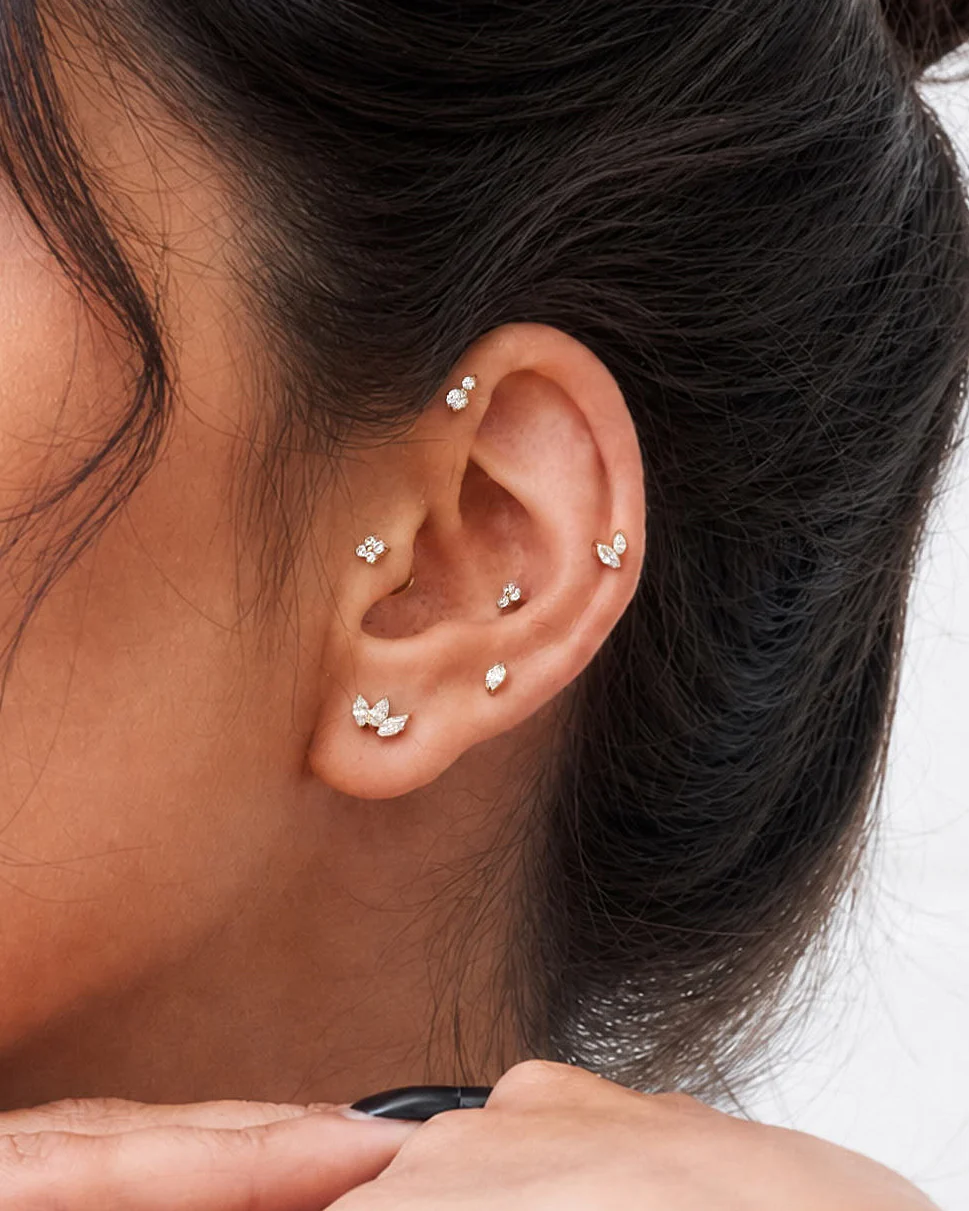 Duo Crystal Titanium Flat Back Stud In Gold - Image 3